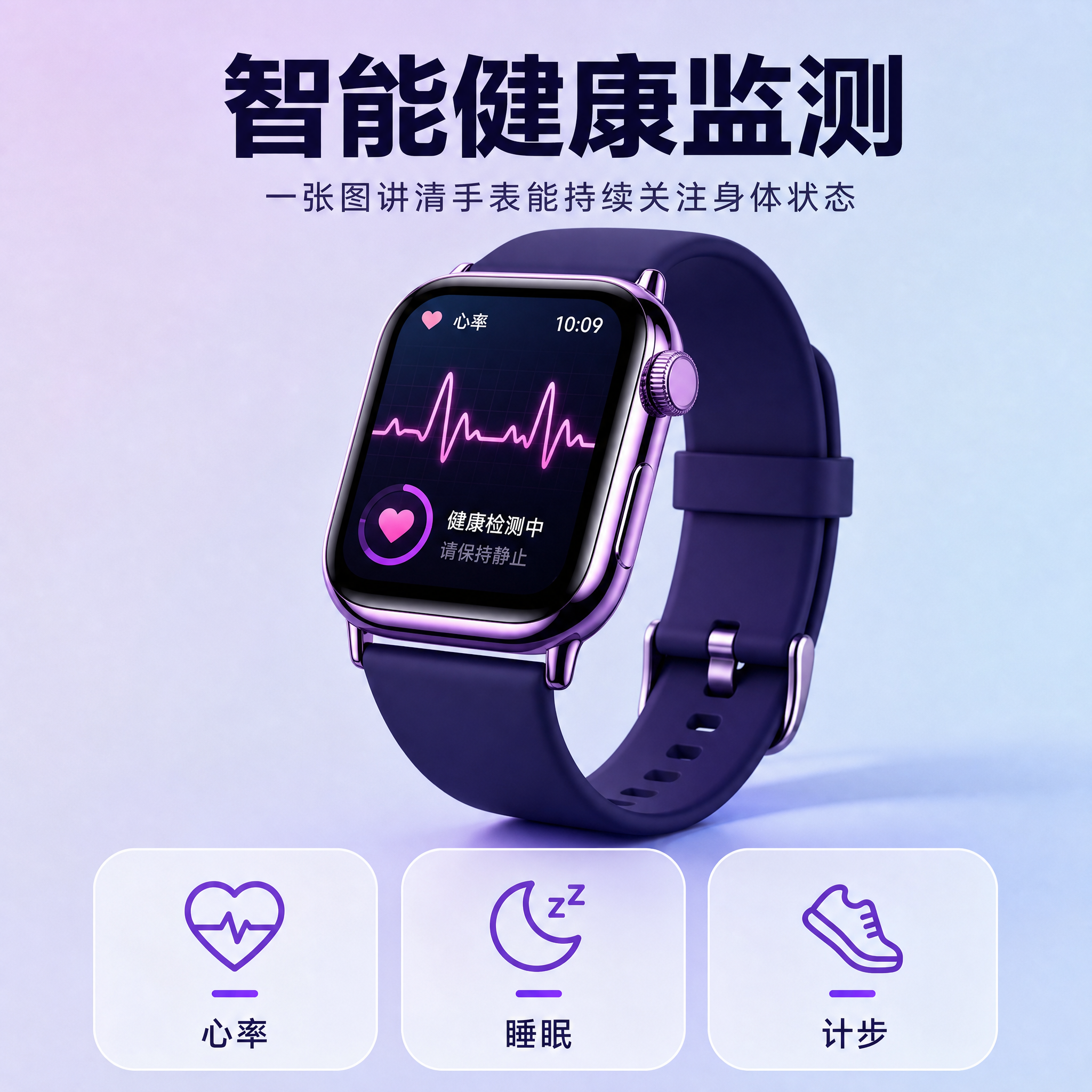 [主图-2] 主题：核心购买结论——智能健康监测，一张图讲清手… - 图片创意预览