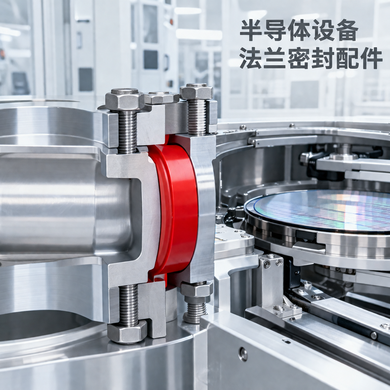 [主图-5] 应用场景图，展示法兰形零件在半导体设备晶圆传输结… - 图片创意预览