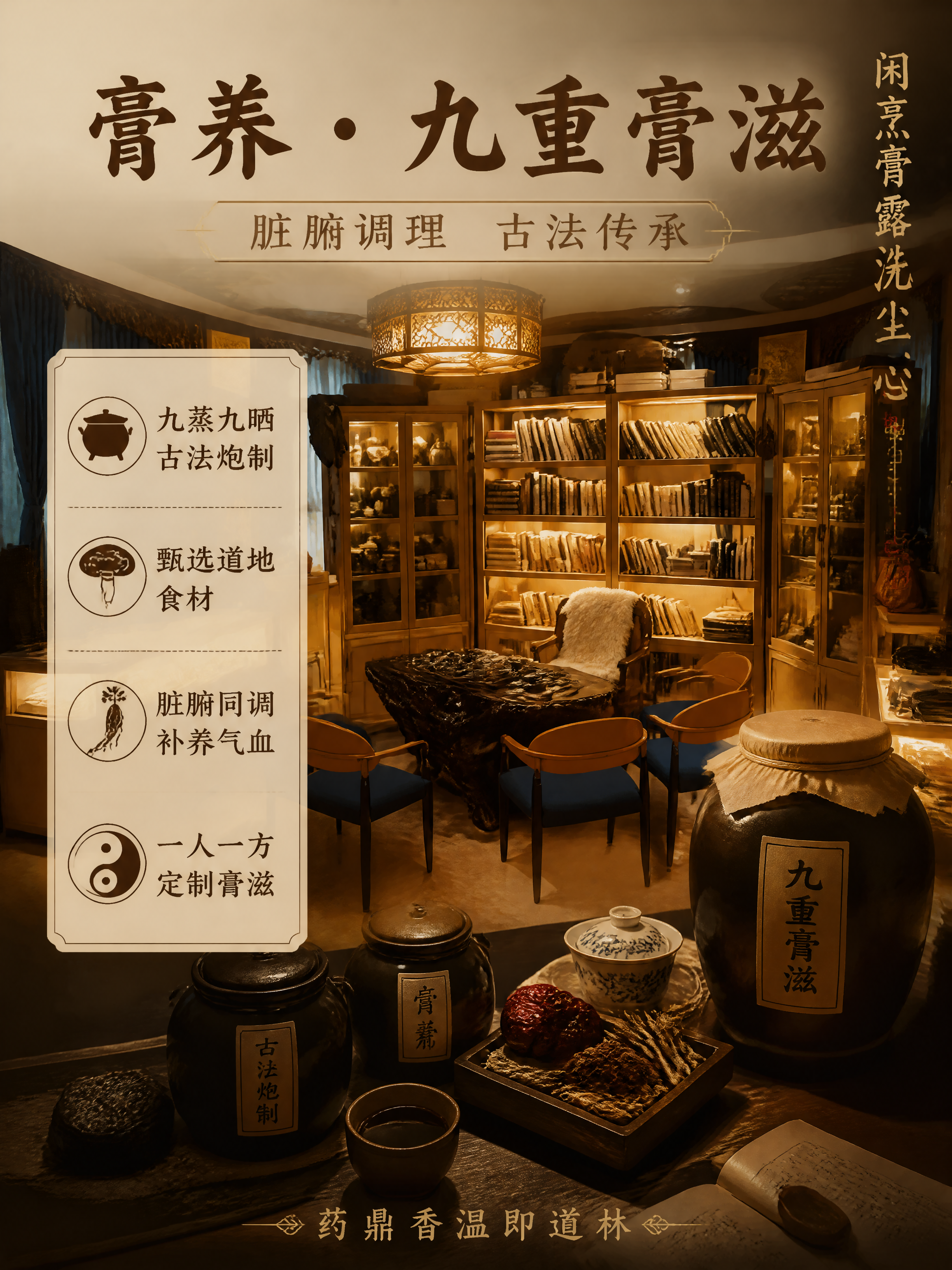 [第6张] 膏养·九重膏滋页。本张使用【图5】（书房茶室实景图… - 图片创意预览