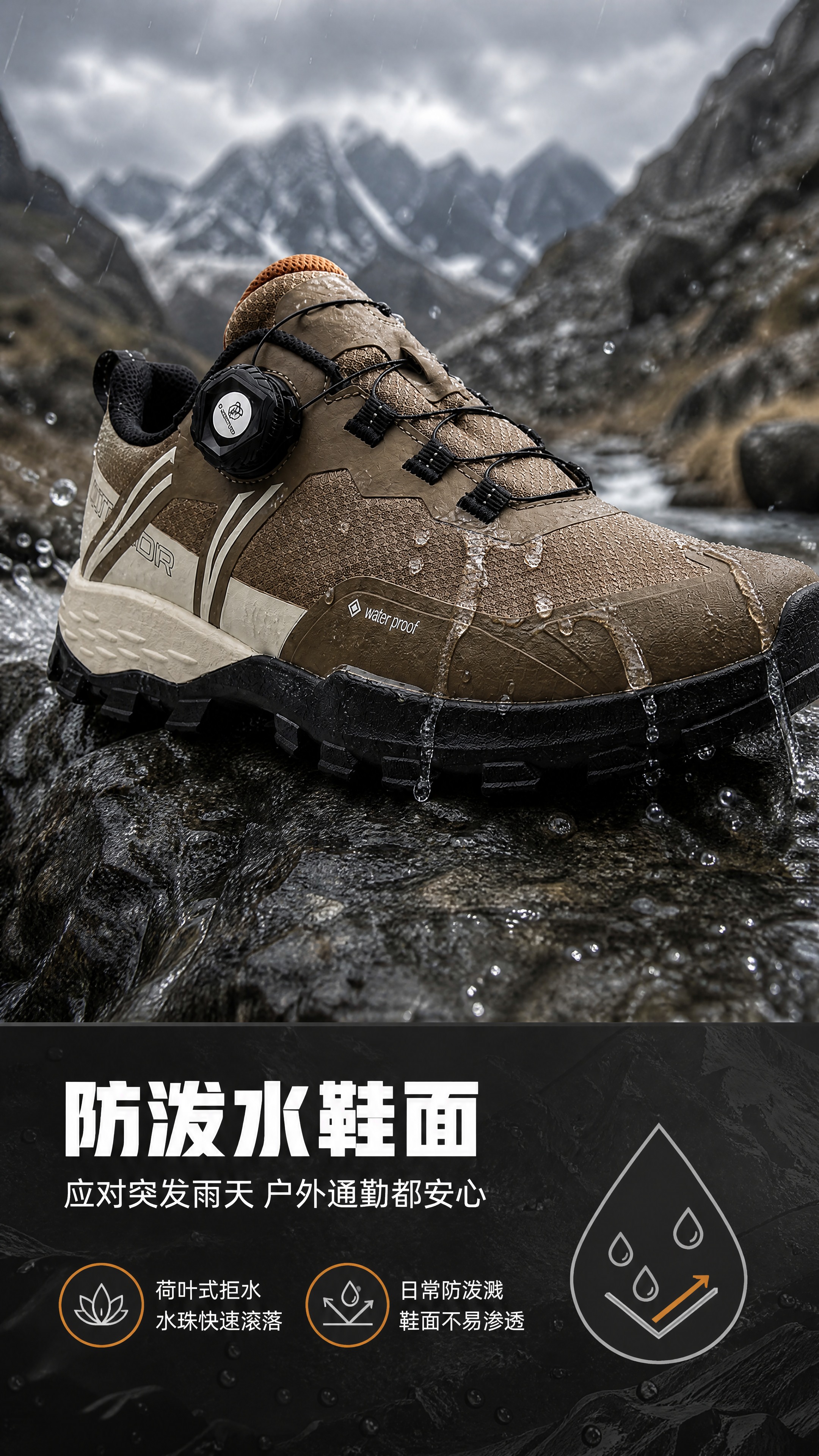 [商品] 使用【图8】棕米拼色户外鞋山石场景图；商品处理：保留… - 图片创意预览