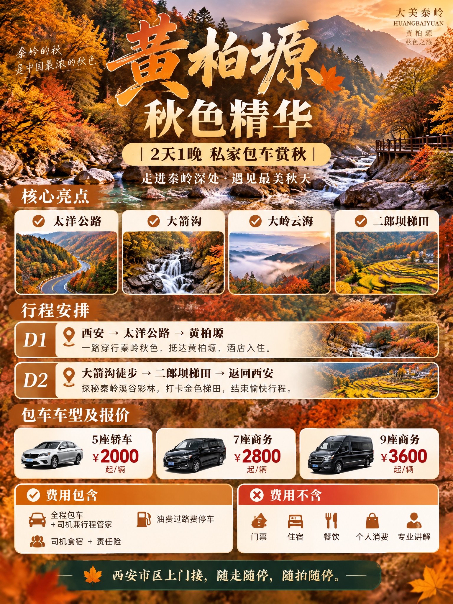基于参考海报的暖橙金棕秋日风格和字体调性，重新设计为黄柏塬单线… - 图片创意预览
