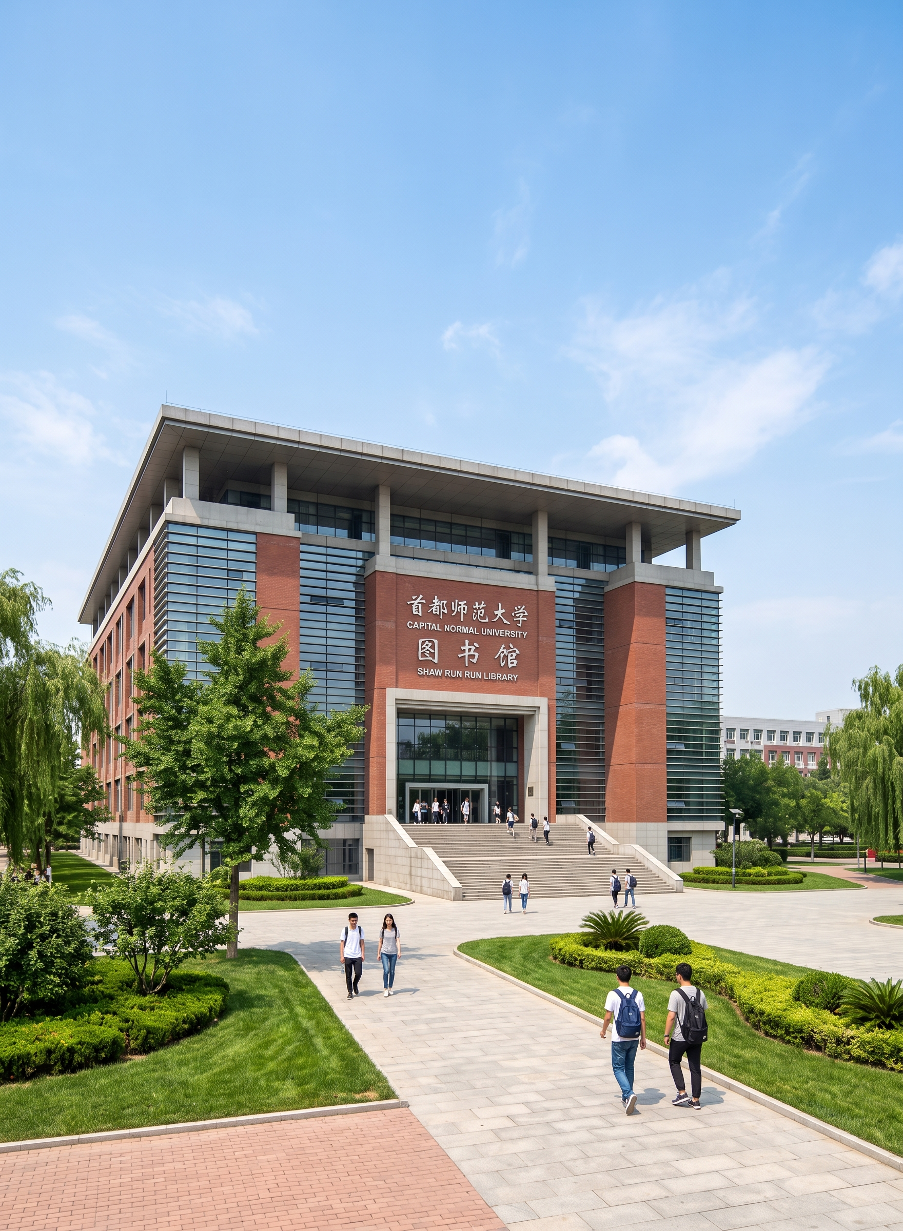 纵向图，尺寸480×650px，首都师范大学校园图书馆外观，干… - 图片创意预览