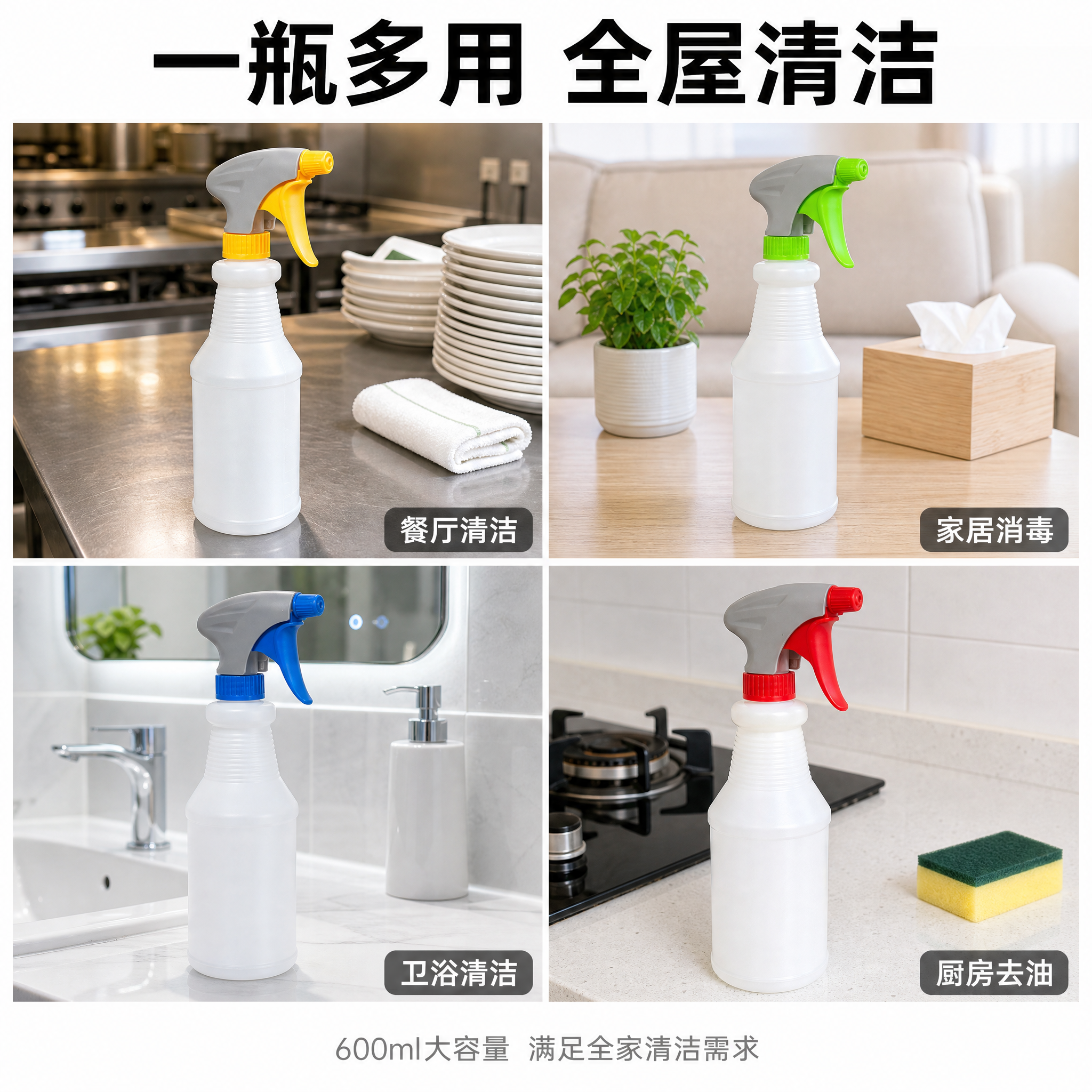 [主图-4] 保洁喷壶多场景适用宫格图 [氛围风格] 真实生活… - 图片创意预览