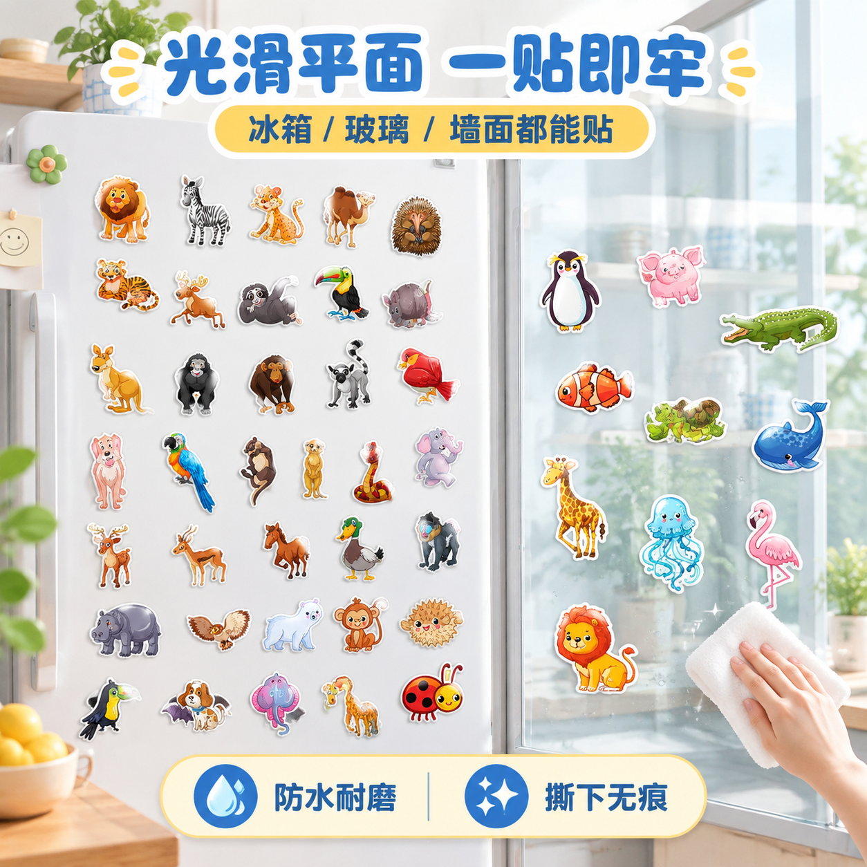 1:1 正方形竖版电商主图，甜美可爱卡通童趣风，清新厨房角落场… - 图片创意预览