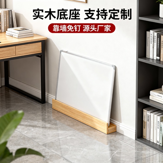 生成三张不同场景的白板底座电商主图，比例1:1，像素1600*1600 ，实木底座 支持定制  靠墙免钉 源头厂家预览效果