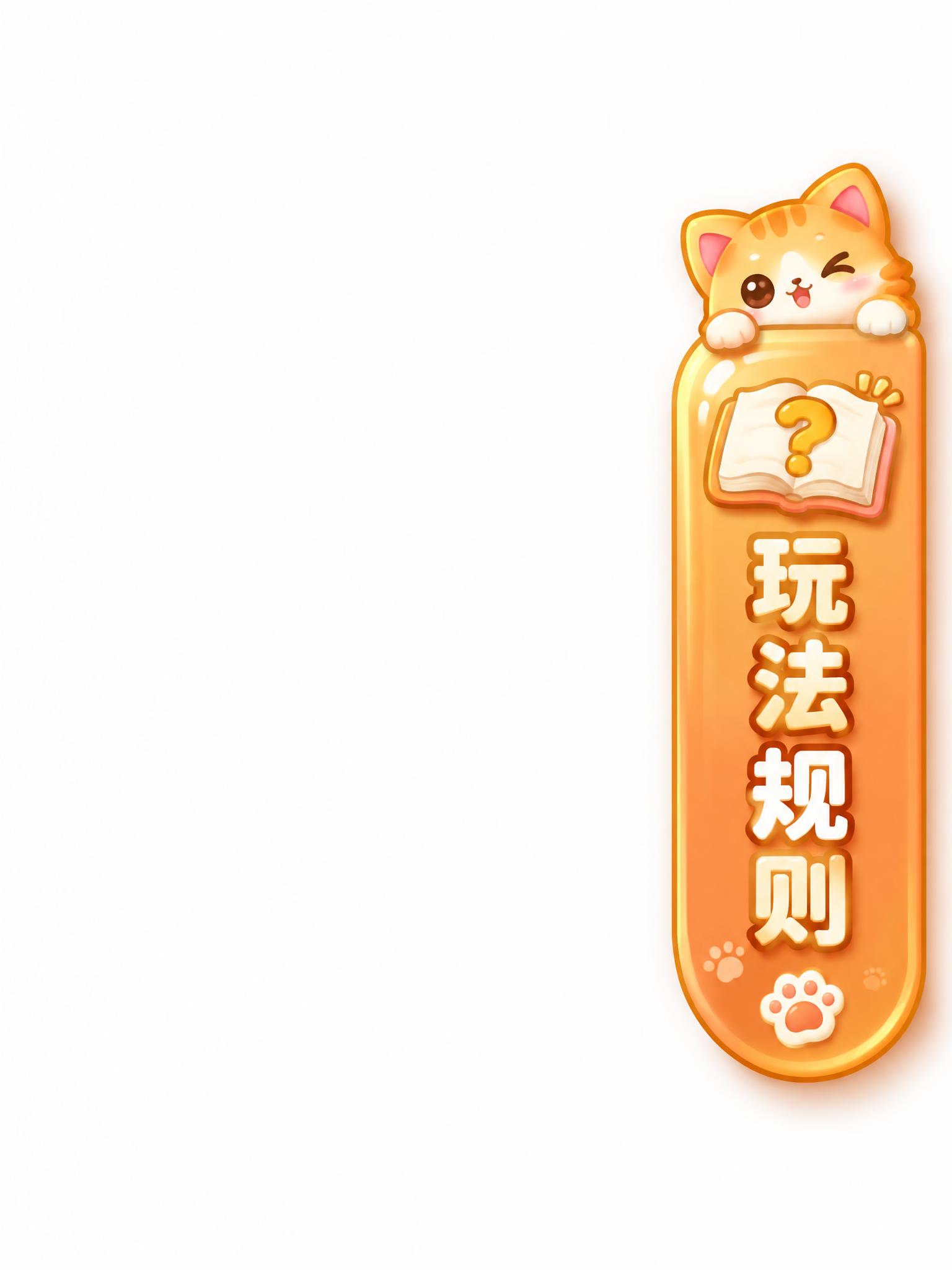 玩法规则的右侧侧边悬浮图标，宠物养成游戏风格，橙色暖色调，与成… - 图片创意预览