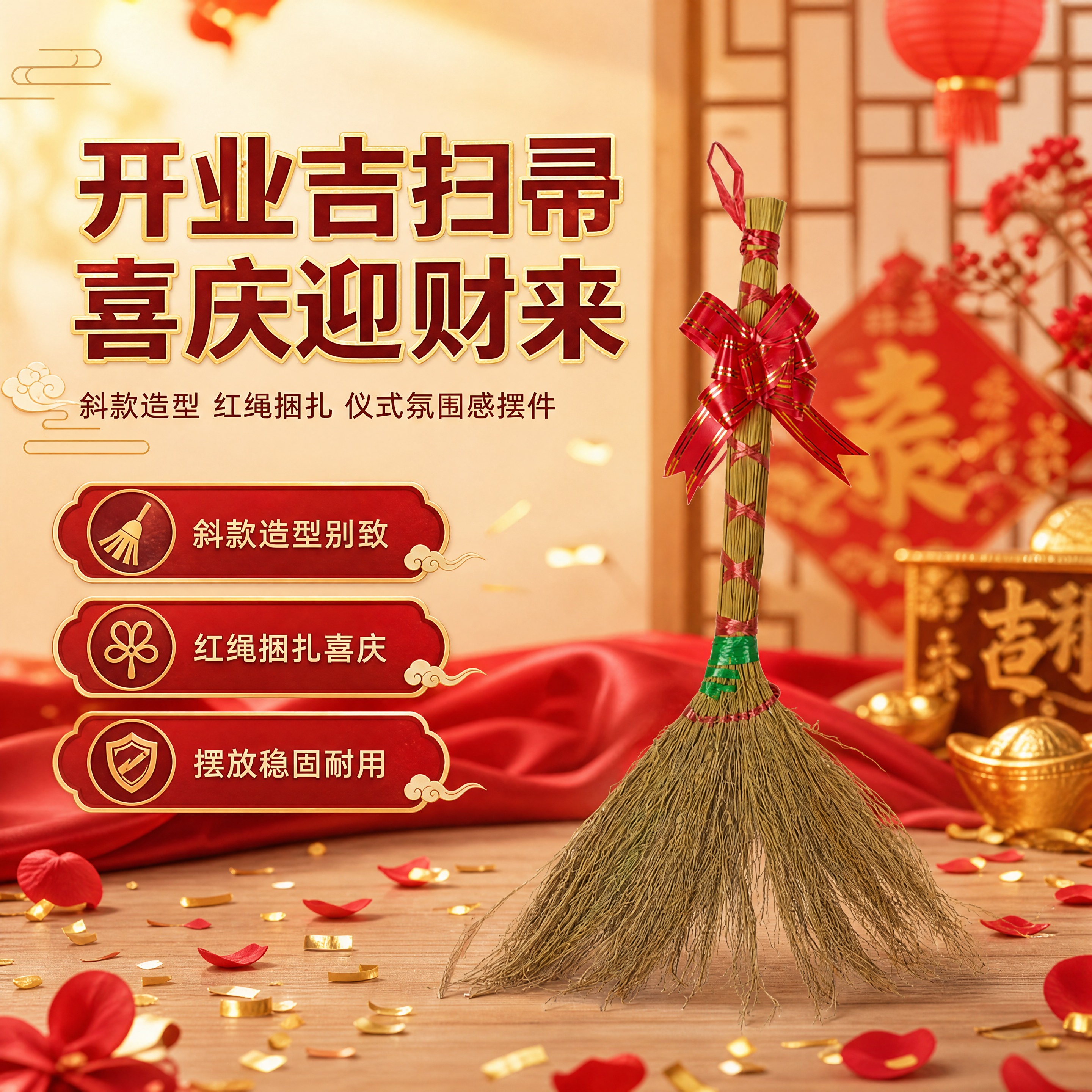 [商品] 使用【图1】小扫把斜款捆红绳开业摆件；保留斜款造型、… - 图片创意预览