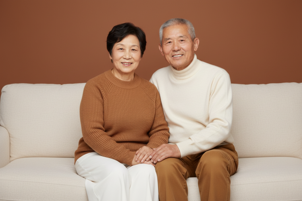 把左图改成右图的风格，包括妆容、衣服、室内。保留左图的人脸不变。预览效果