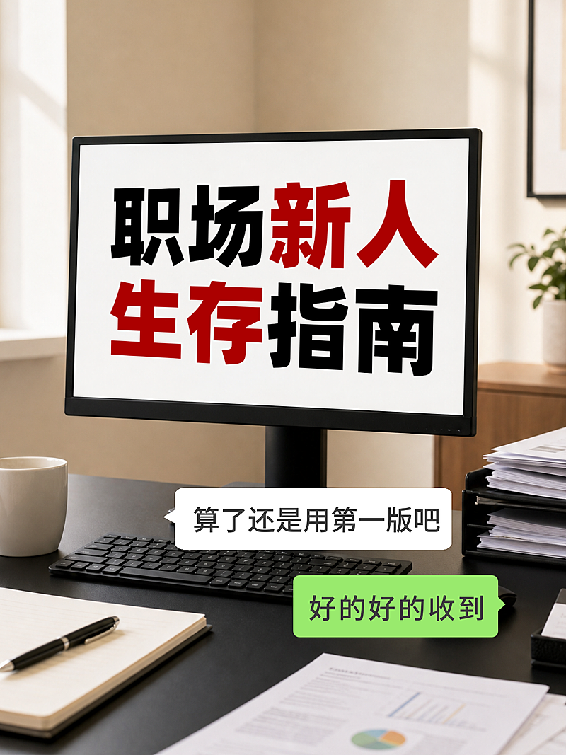 职场新人生存指南办公室电脑显示器拟真场景小红书封面
