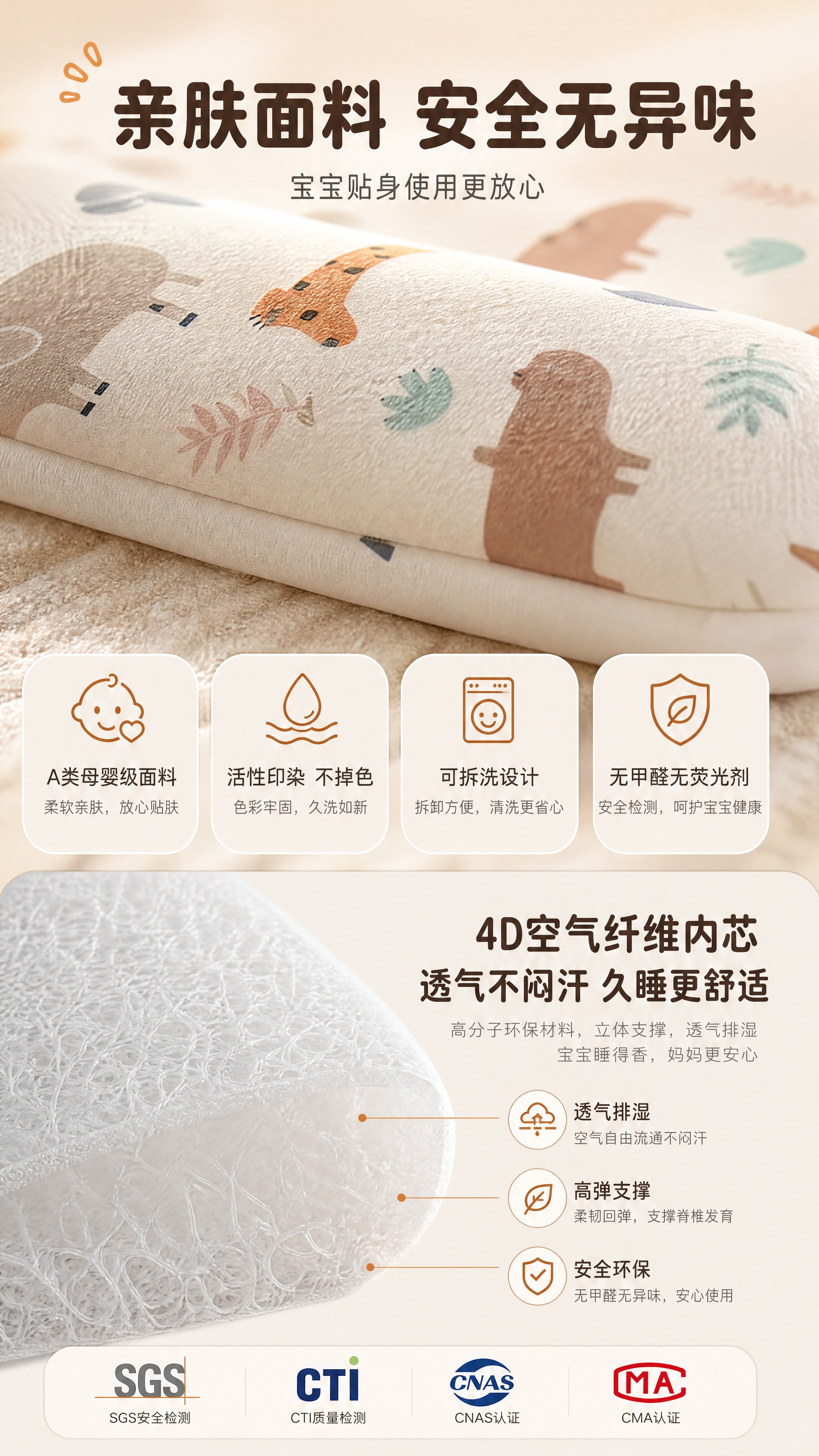 [商品] 使用【图1】【图2】4D空气纤维婴儿床垫动物印花款；… - 图片创意预览