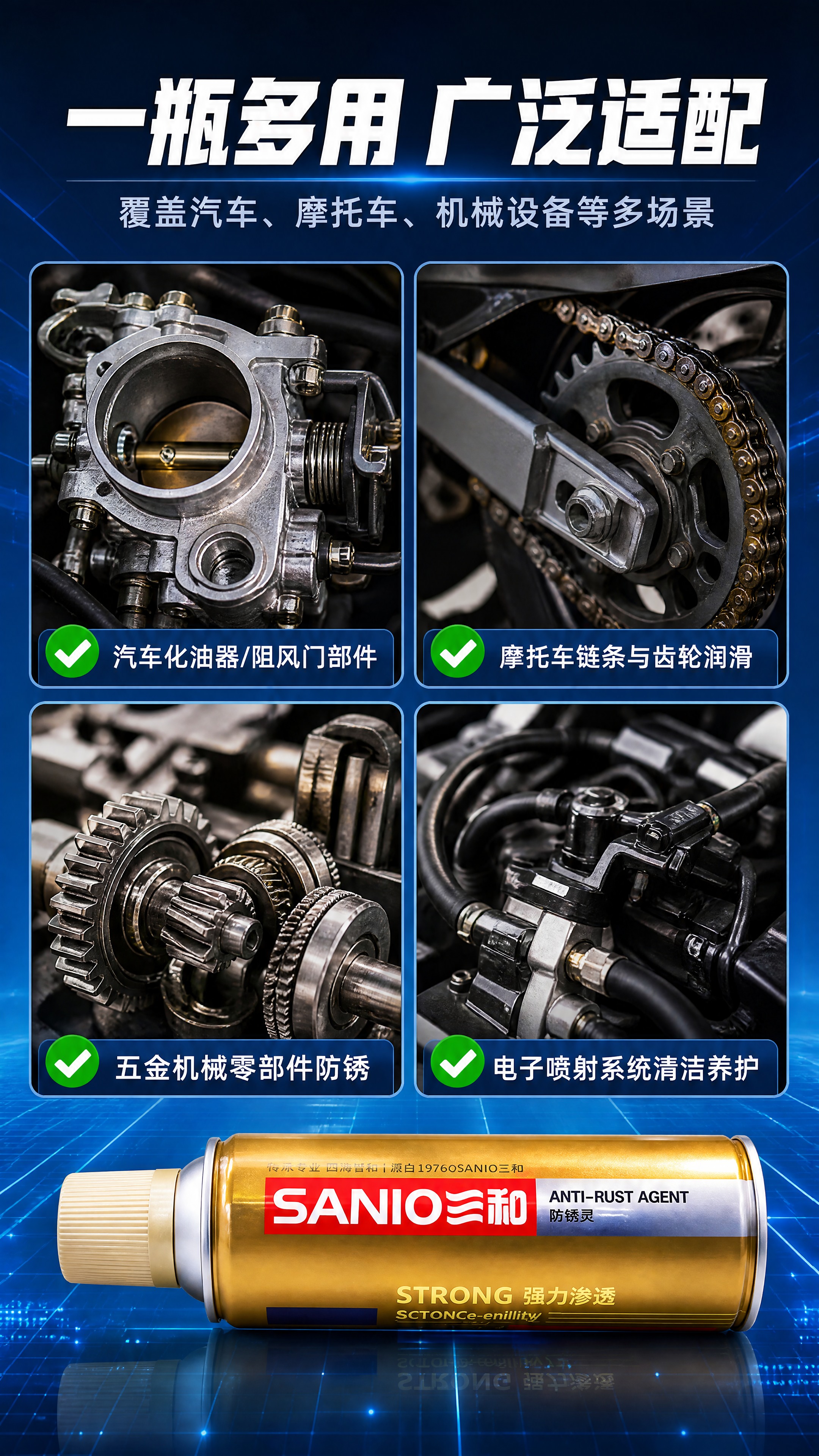 [商品] 使用【图1】三和防锈灵气雾剂，在画面底部居中横放展示… - 图片创意预览
