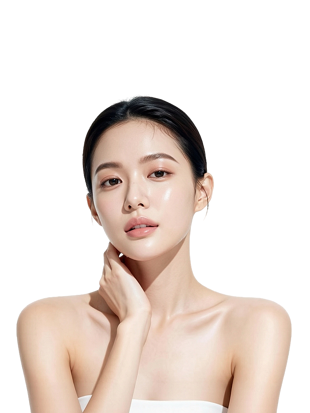 去除脸部和颈部的水珠汗珠，保持原本的人物姿势不变，保留光滑肤质和光影效果，背景和整体风格不变