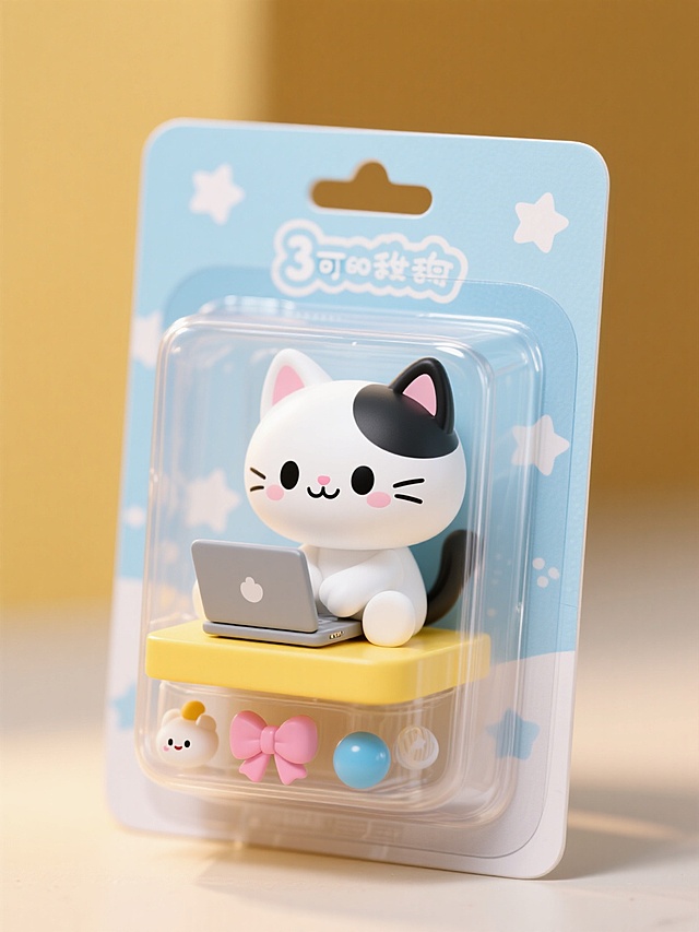 软3D风拟人猫咪，萌趣办公场景，塑料质感搭配温馨配色，卡通感十足，节日氛围轻松可爱。
