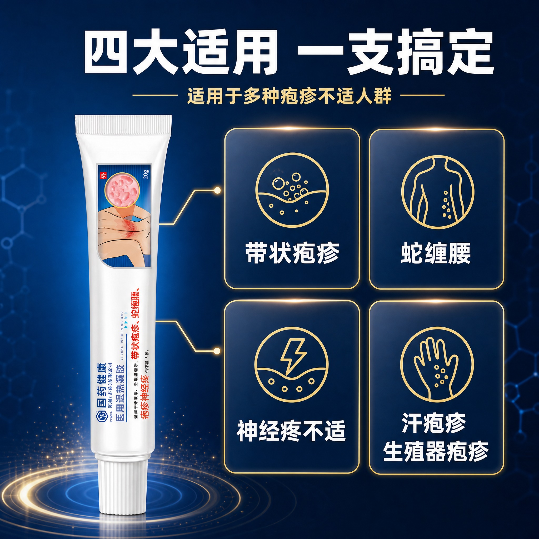 [主图-2] 核心功效与适用范围展示，带状疱疹专用凝胶多场景适… - 图片创意预览