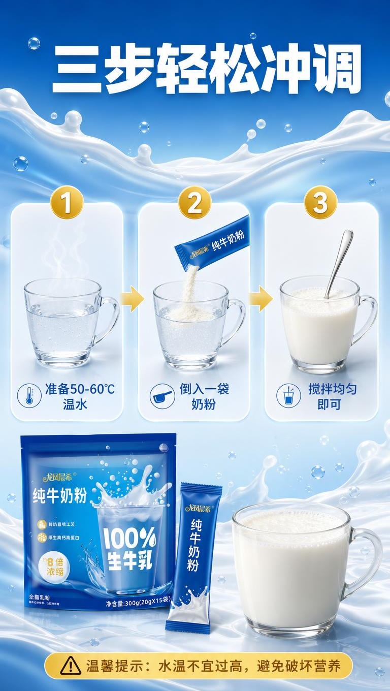 [商品] 使用【图1】龙凤晨希纯牛奶粉自立袋包装（缩小展示于页… - 图片创意预览
