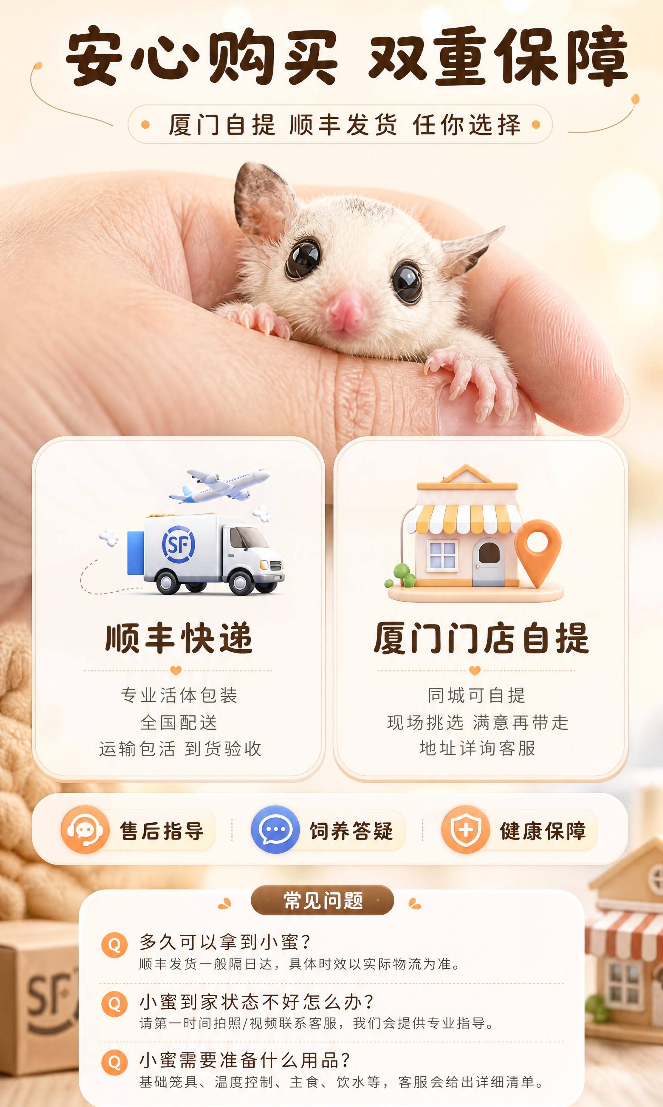 [商品] 使用【图1】奶白色蜜袋鼯幼崽；保留浅奶白毛发、大黑圆… - 图片创意预览