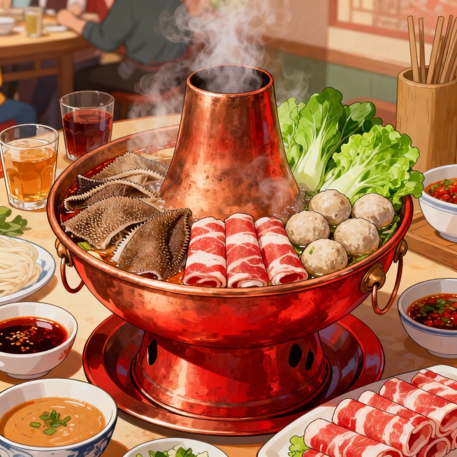 吃火锅，以插画的模式生成预览效果