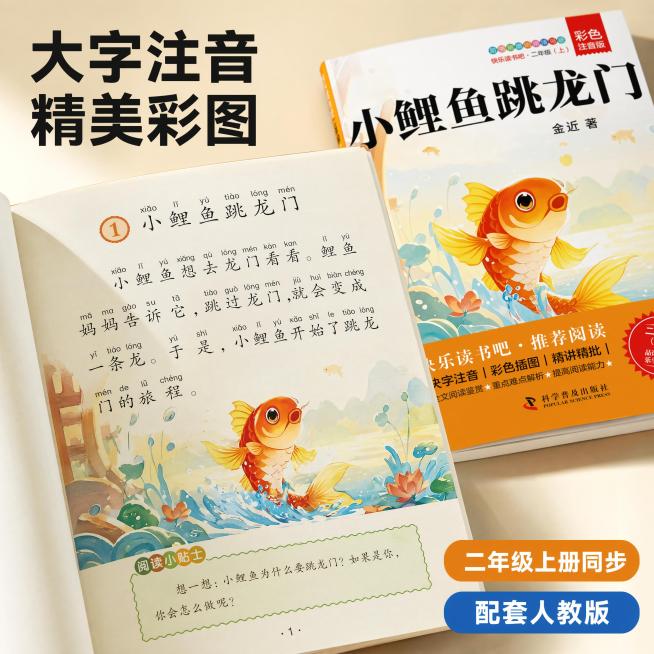 使用电商主图技能生成5张比例1:1的电商主图，适配平台为抖音，商品为「图片1」「图片1」「图片1」「图片1」「图片1」，商品卖点为全套5册，彩图注音，配套人教版，二年级上册阅读，带同步讲解，送1本阅读预览效果