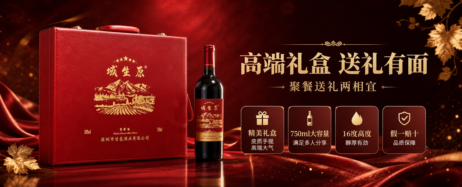 [商品] 使用【图6】域生原红酒红色礼盒+单瓶组合图；保留礼盒… - 图片创意预览