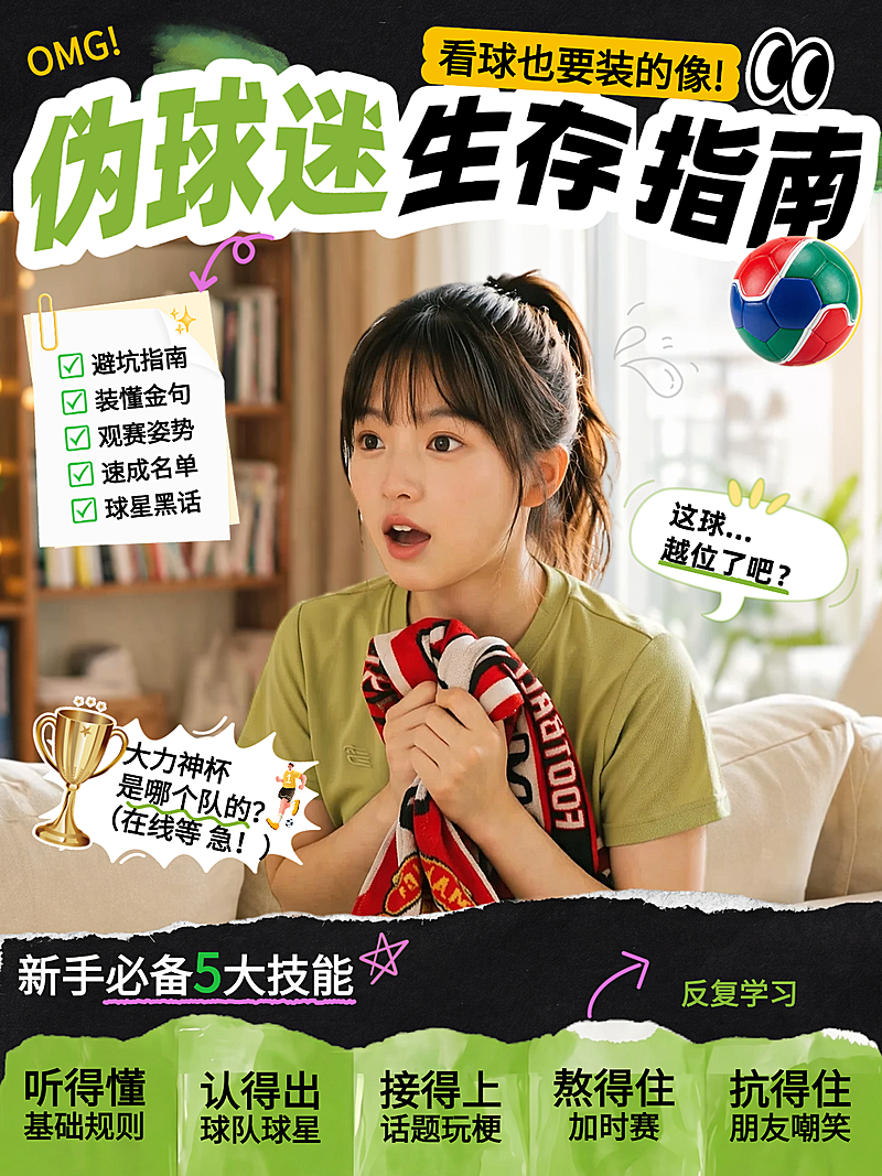 实景人像世界杯球迷指南新手观赛指南小红书封面
