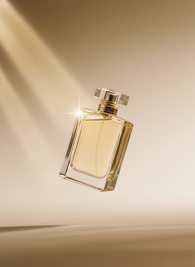 金色渐变背景，画面中心是主体，反光，光线营造出柔和光束与阴影