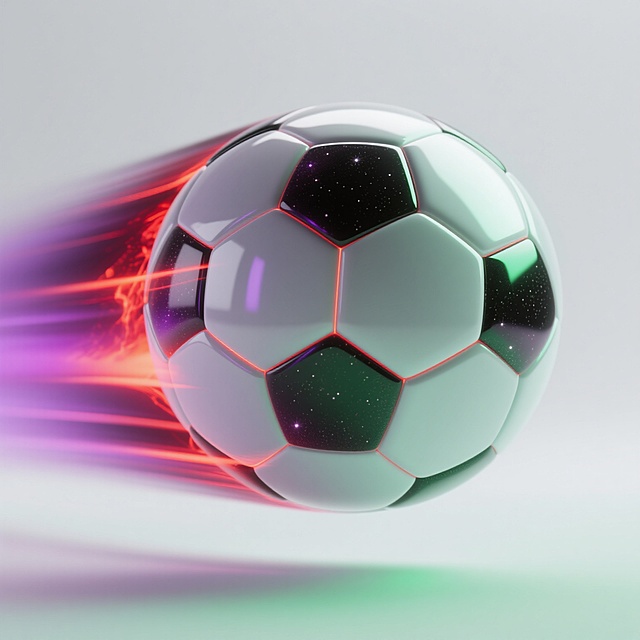 1. 特写镜头，未来科技感3D渲染足球，经典黑白六边形拼接图案，表面呈现炽热的岩浆红渐变光泽，带有金属质感高光反射，足球正高速运动，拖曳出流畅的红色光尾轨迹，光尾由深红向橙红渐变并带有轻微的虚化模糊效果，整体悬浮在纯白色背景上，光线从斜前方照射，形成明显的明暗对比和立体光影层次。

2. 特写镜头，未来科技感3D渲染足球，经典黑白六边形拼接图案，表面呈现深邃的宇宙紫渐变光泽，带有星辰闪烁高光反射，足球正高速运动，拖曳出流畅的紫色光尾轨迹，光尾由深紫向粉紫渐变并带有轻微的虚化模糊效果，整体悬浮在纯白色背景上，光线从斜前方照射，形成明显的明暗对比和立体光影层次。

3. 特写镜头，未来科技感3D渲染足球，经典黑白六边形拼接图案，表面呈现神秘的森林绿渐变光泽，带有翡翠质感高光反射，足球正高速运动，拖曳出流畅的绿色光尾轨迹，光尾由深绿向浅绿渐变并带有轻微的虚化模糊效果，整体悬浮在纯白色背景上，光线从斜前方照射，形成明显的明暗对比和立体光影层次。

4. 特写镜头，未来科技感3D渲染足球，经典黑白六边形拼接图案，表面呈现明亮的柠檬黄渐变光泽，带有金属质感高光反射，足球正高速运动，拖曳出流畅的黄色光尾轨迹，光尾由深黄向浅黄渐变并带有轻微的虚化模糊效果，整体悬浮在纯白色背景上，光线从斜前方照射，形成明显的明暗对比和立体光影层次。

5. 特写镜头，未来科技感3D渲染足球，经典黑白六边形拼接图案，表面呈现优雅的玫瑰金渐变光泽，带有珍珠质感高光反射，足球正高速运动，拖曳出流畅的粉色光尾轨迹，光尾由深粉向浅粉渐变并带有轻微的虚化模糊效果，整体悬浮在纯白色背景上，光线从斜前方照射，形成明显的明暗对比和立体光影层次。

6. 特写镜头，未来科技感3D渲染足球，经典黑白六边形拼接图案，表面呈现冷静的深海蓝渐变光泽，带有玻璃质感高光反射，足球正高速运动，拖曳出流畅的蓝色光尾轨迹，光尾由深蓝向浅蓝渐变并带有轻微的虚化模糊效果，整体悬浮在纯白色背景上，光线从斜前方照射，形成明显的明暗对比和立体光影层次。