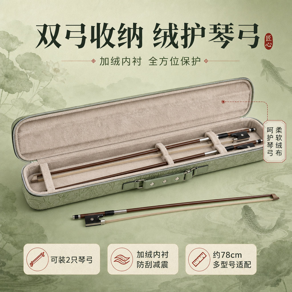 [商品] 使用【图1】豆绿色锦鲤荷花浮雕琴弓盒；商品处理：保留… - 图片创意预览