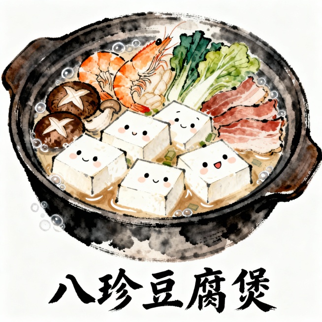 33. 白灼明虾
构图：3-4只弯虾呈扇形排列，虾身半透明

笔法：

虾身用淡墨勾勒，节节分明

虾须用细笔飞白，表现弹性质感

虾头浓墨点眼，虾尾轻扫

色彩：

虾身：煮后橙红渐变，腹部留白预览效果