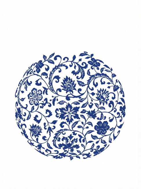 将这张图片中的花纹提取出来，A clean, vector-style isolated illustration of traditional Chinese “缠枝莲纹” (interlockin预览效果