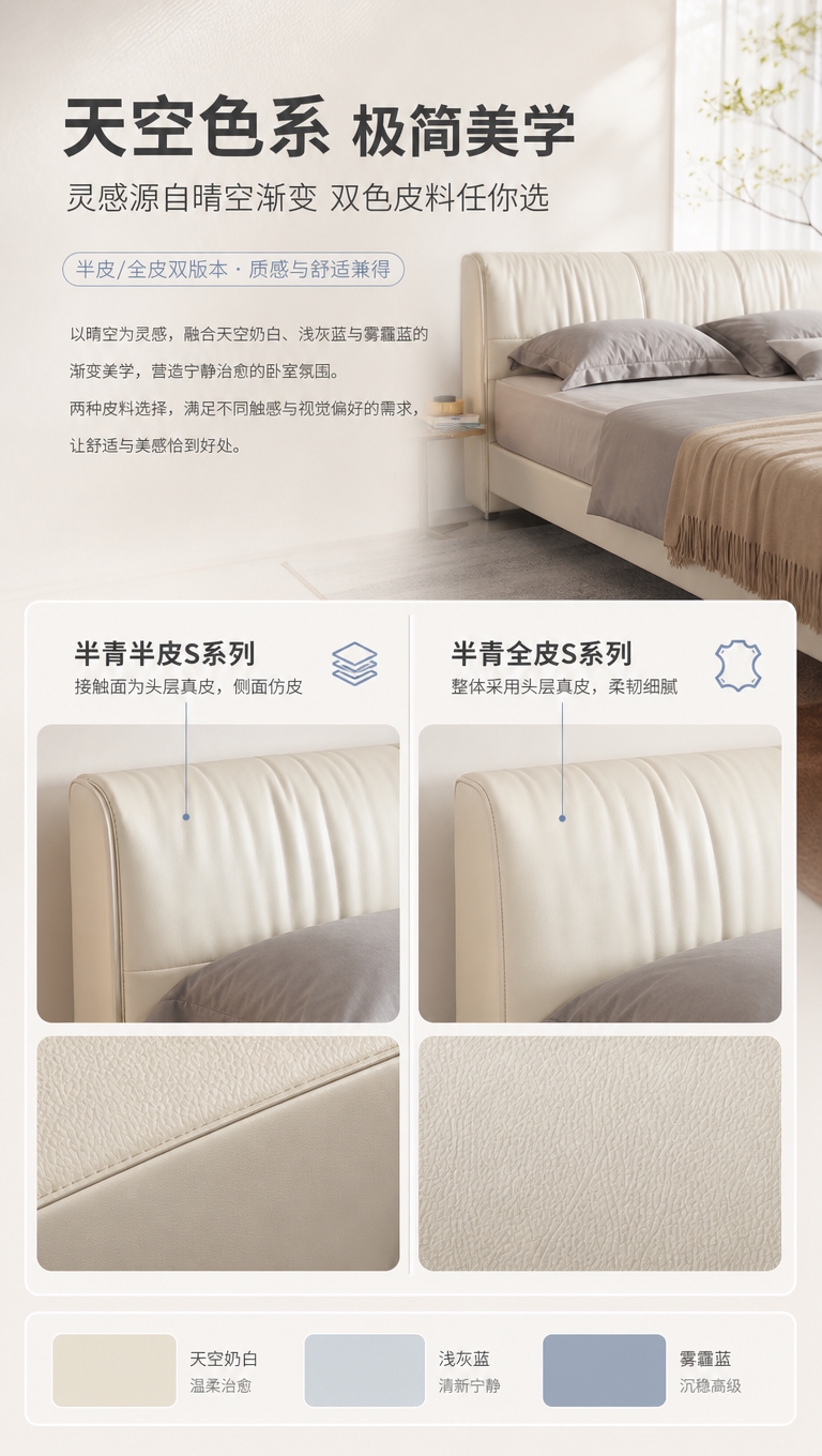 [商品] 使用【图1】半青系列高脚齐边床（天空色）；商品处理：… - 图片创意预览