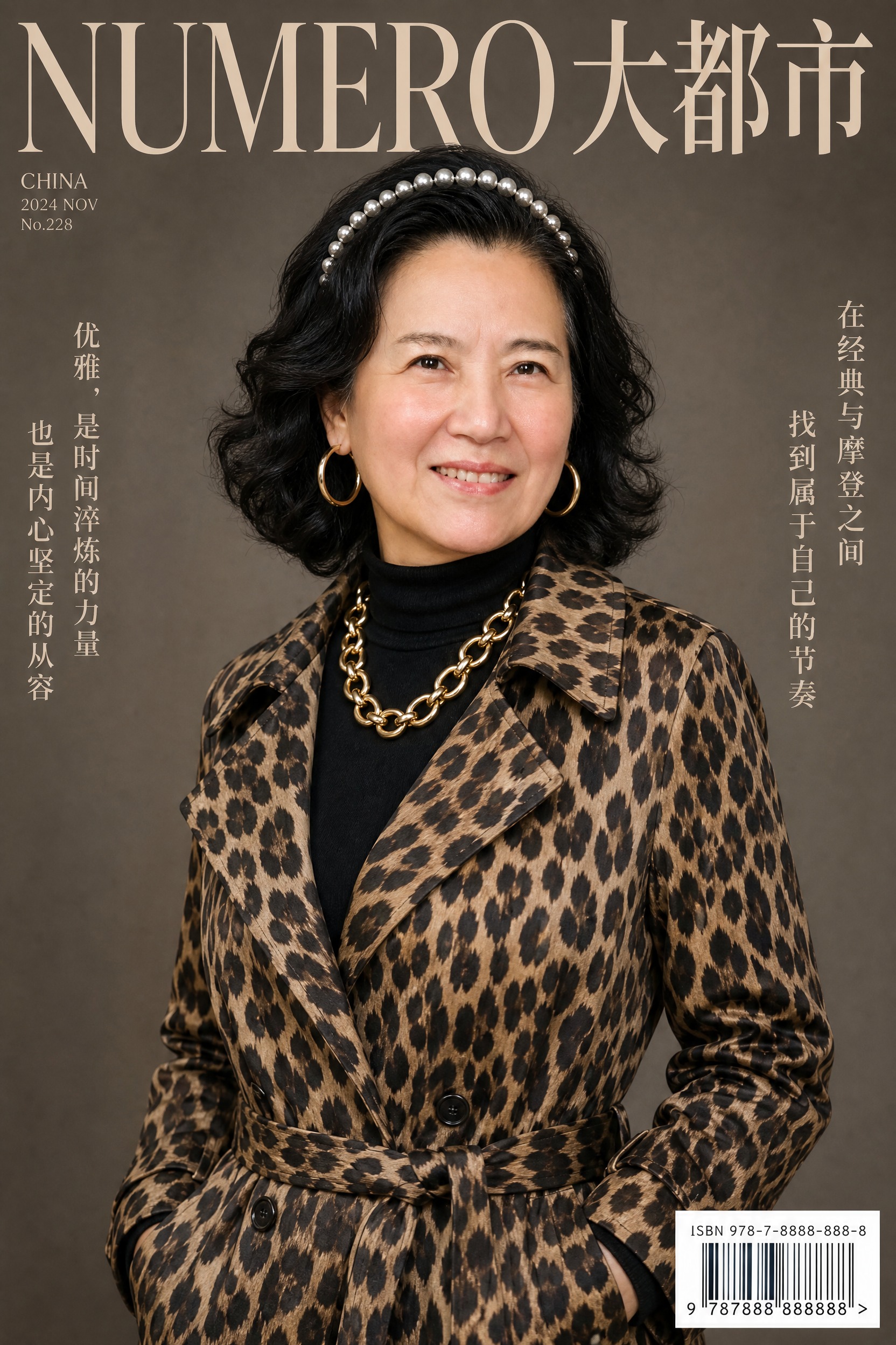 中国高端时尚杂志封面，40多岁优雅东方女性，保留参考图的人脸特… - 图片创意预览