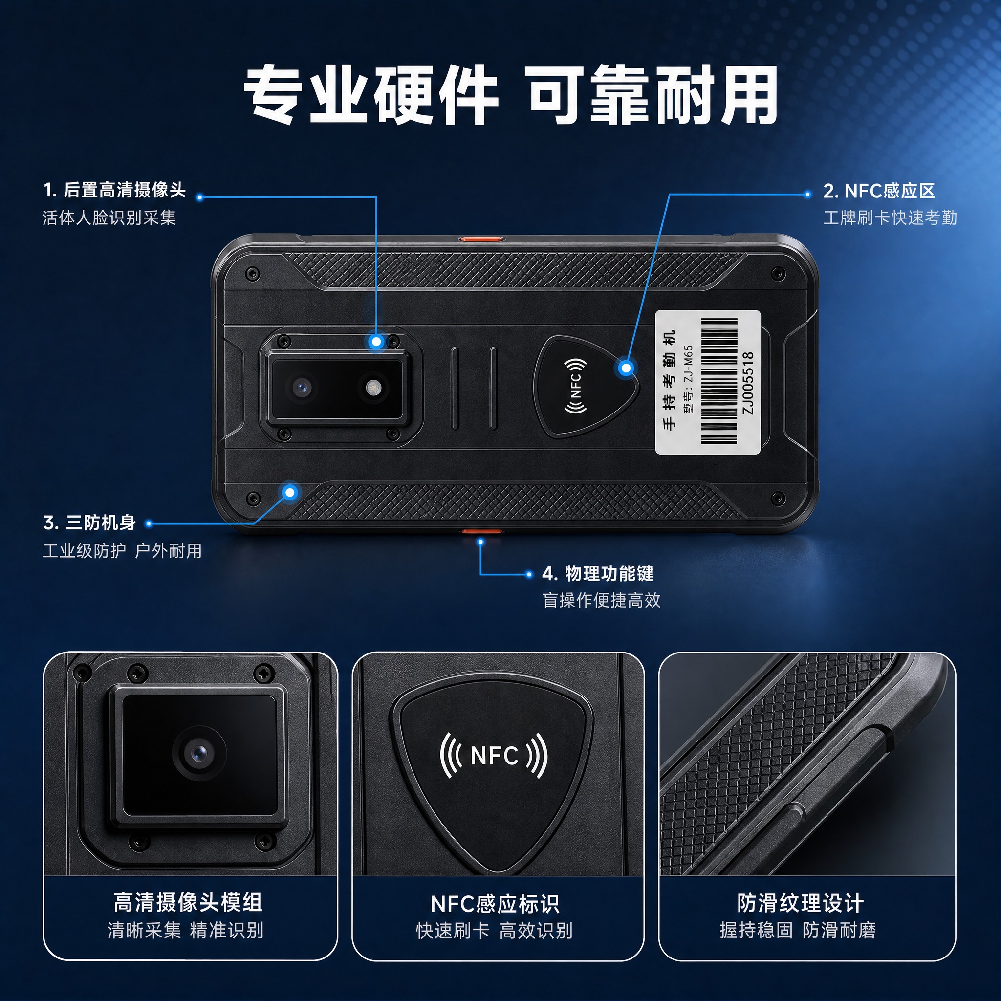 [主图-3] 产品结构与硬件证据展示，证明考勤设备的专业硬件配… - 图片创意预览