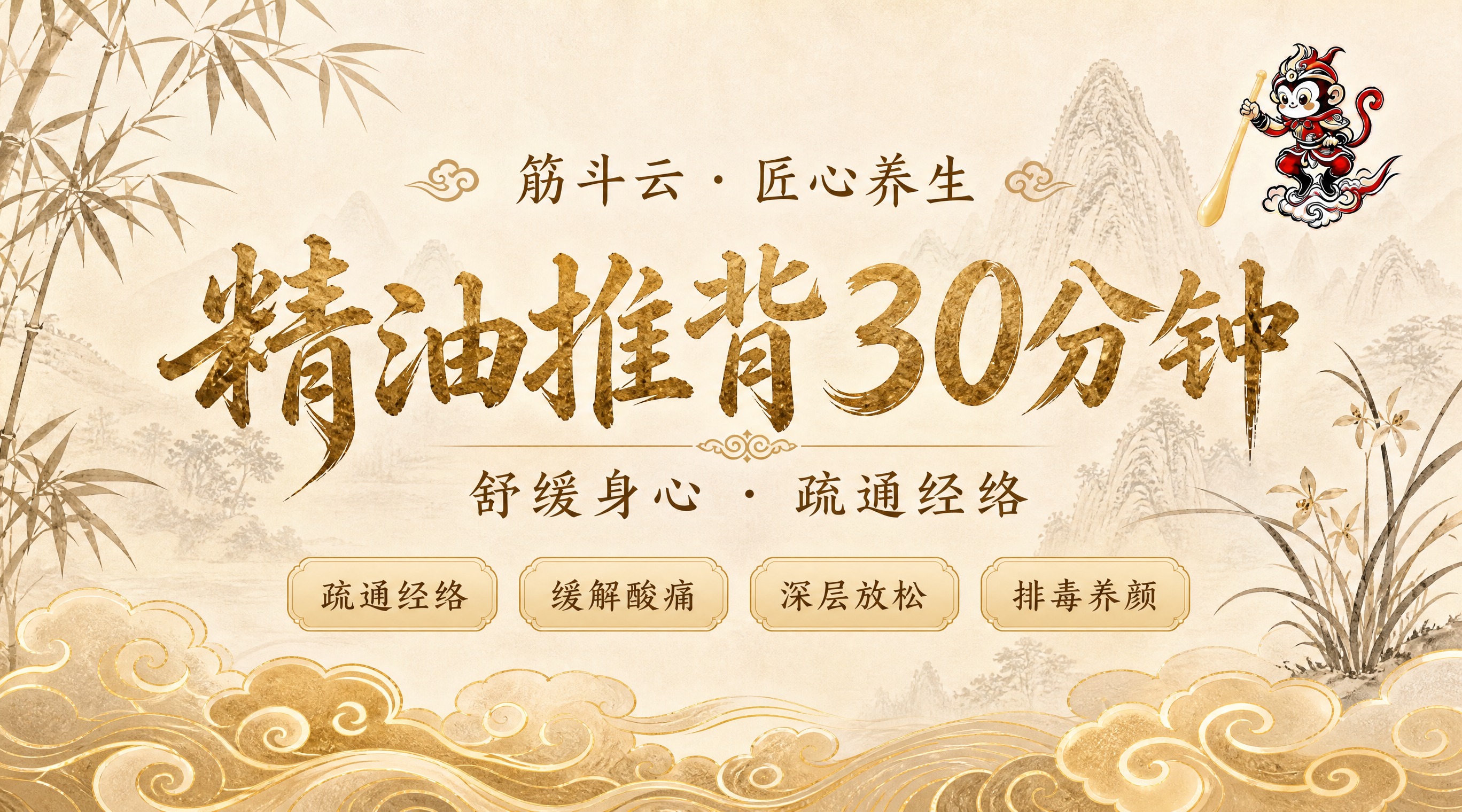 高端新中式养生风格团购详情页顶部Banner，16:9横版构图… - 图片创意预览