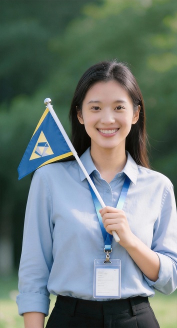 另外一只手拿 着旗子放在肩膀上预览效果