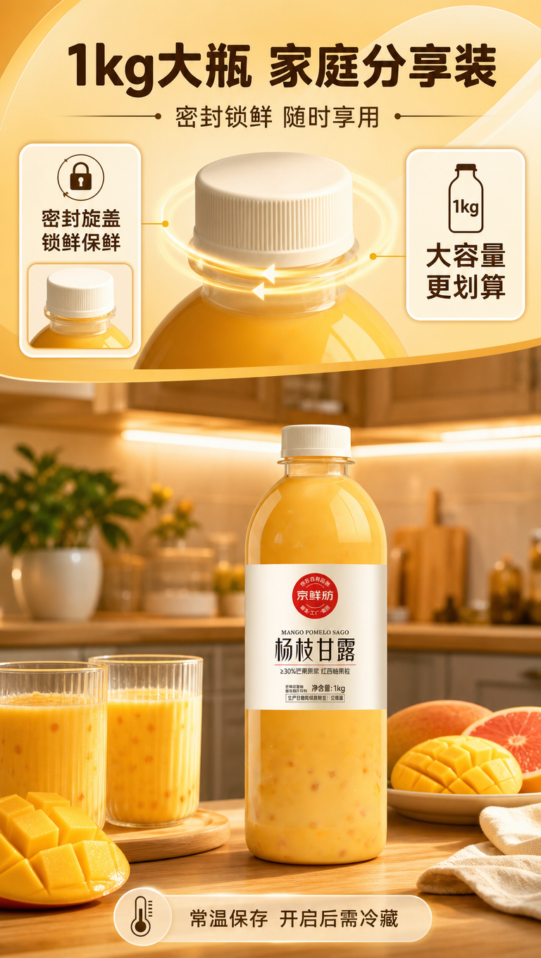 [商品] 使用【图1】京鲜舫杨枝甘露1kg瓶装饮料；保留瓶身标… - 图片创意预览