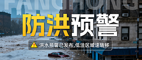 台风防洪防汛预警通知实景公众号首图