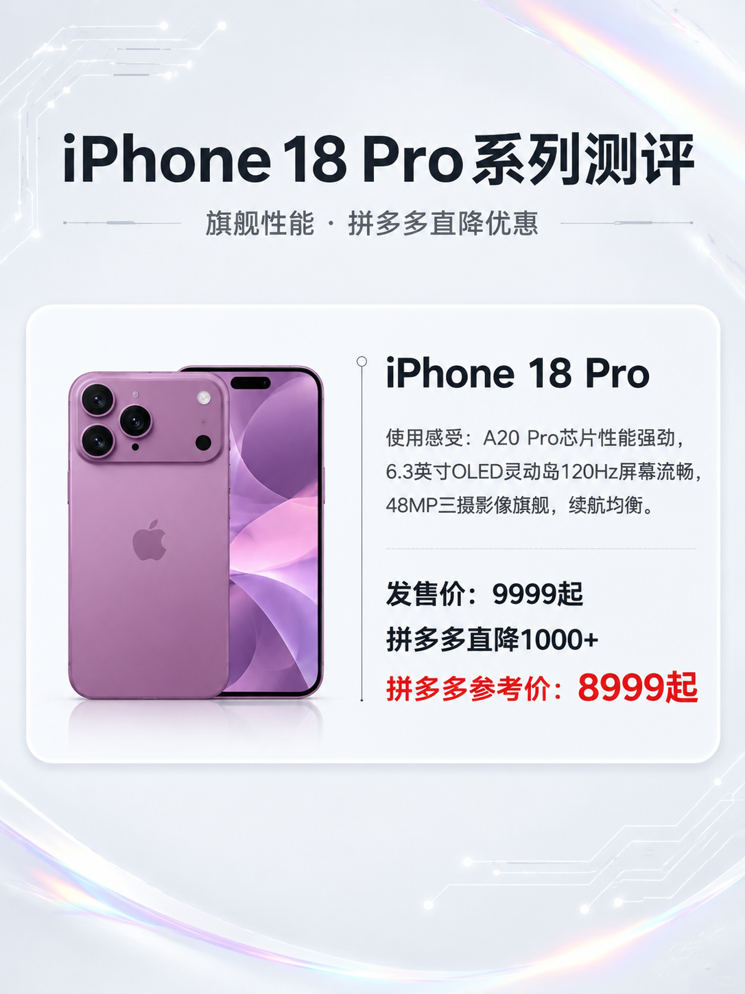 一张竖版3:4比例的数码测评海报，黑白浅色高级科技风，带有轻微… - 图片创意预览
