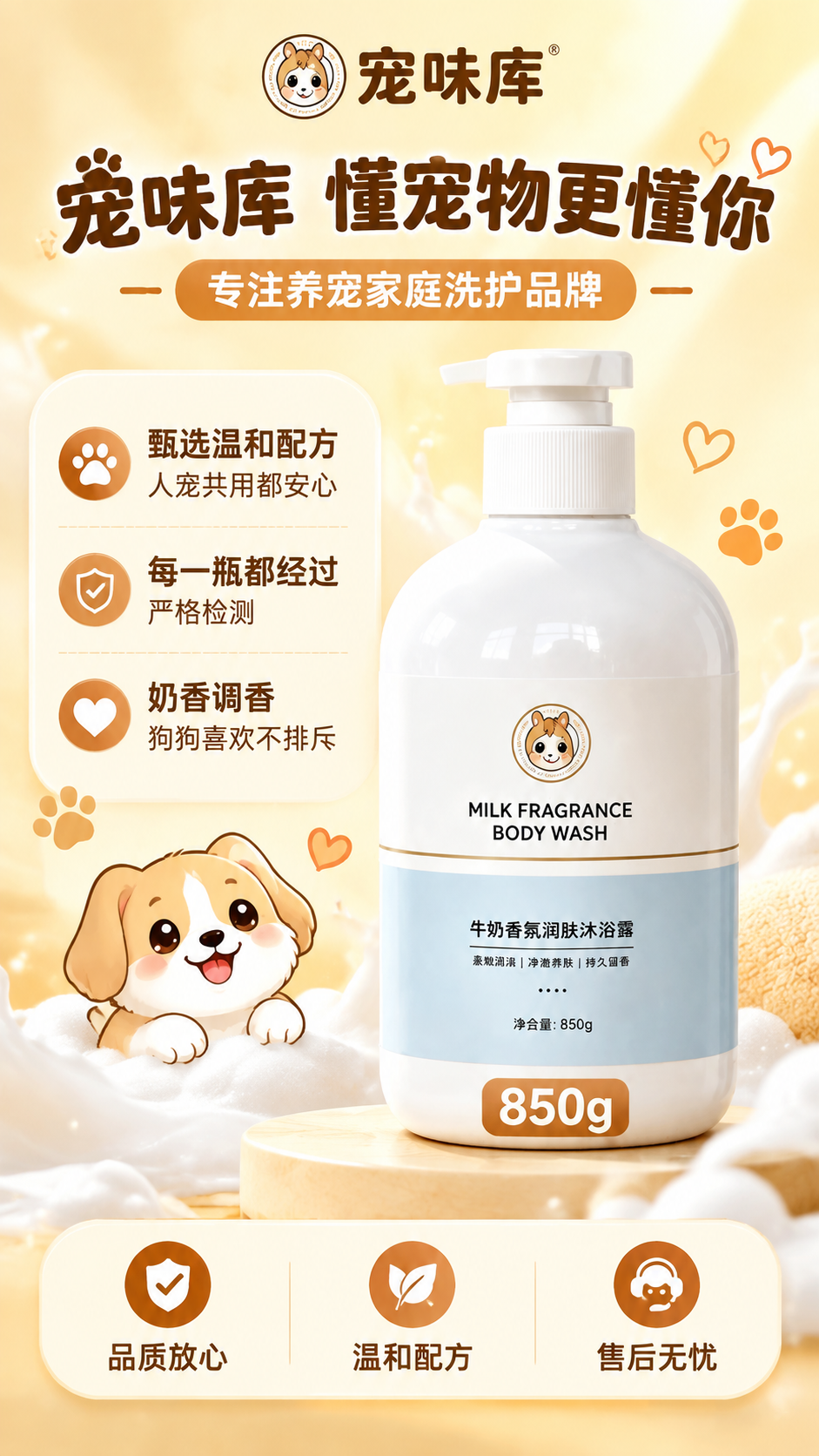 [商品] 使用【图1】宠味库牛奶香氛润肤沐浴露，850g白色圆… - 图片创意预览