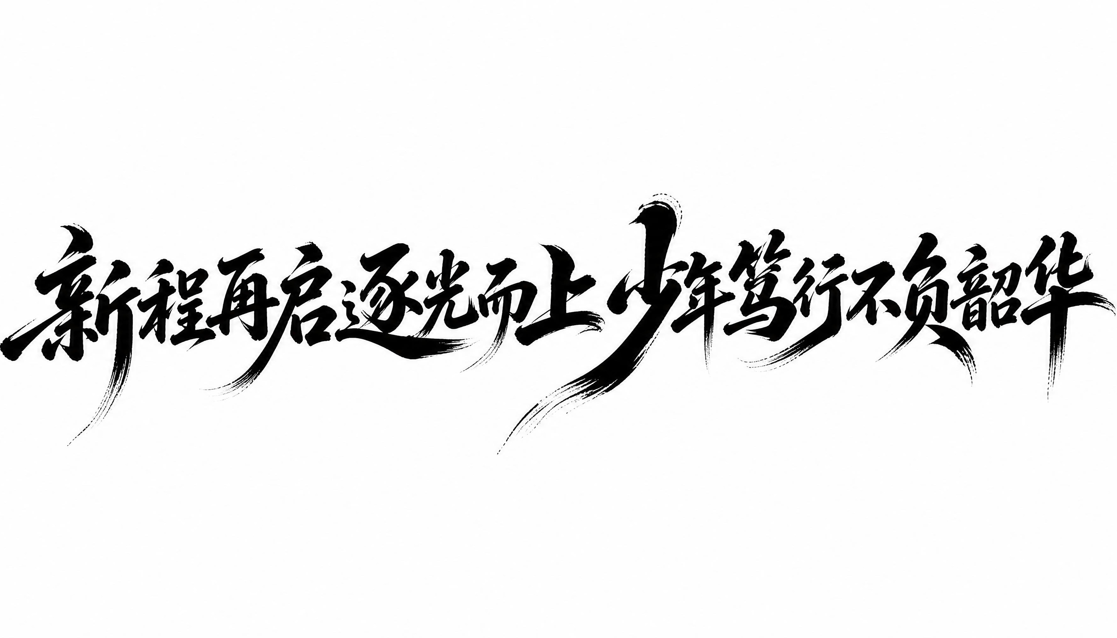 黑色字体，白色背景，干净的背景，创意手写书法字体设计十六个字"… - 图片创意预览