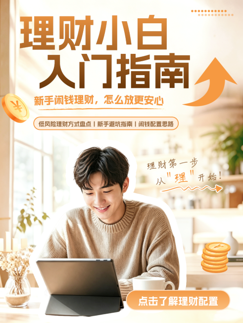理财小白入门指南知识分享大字现代感小红书封面预览效果