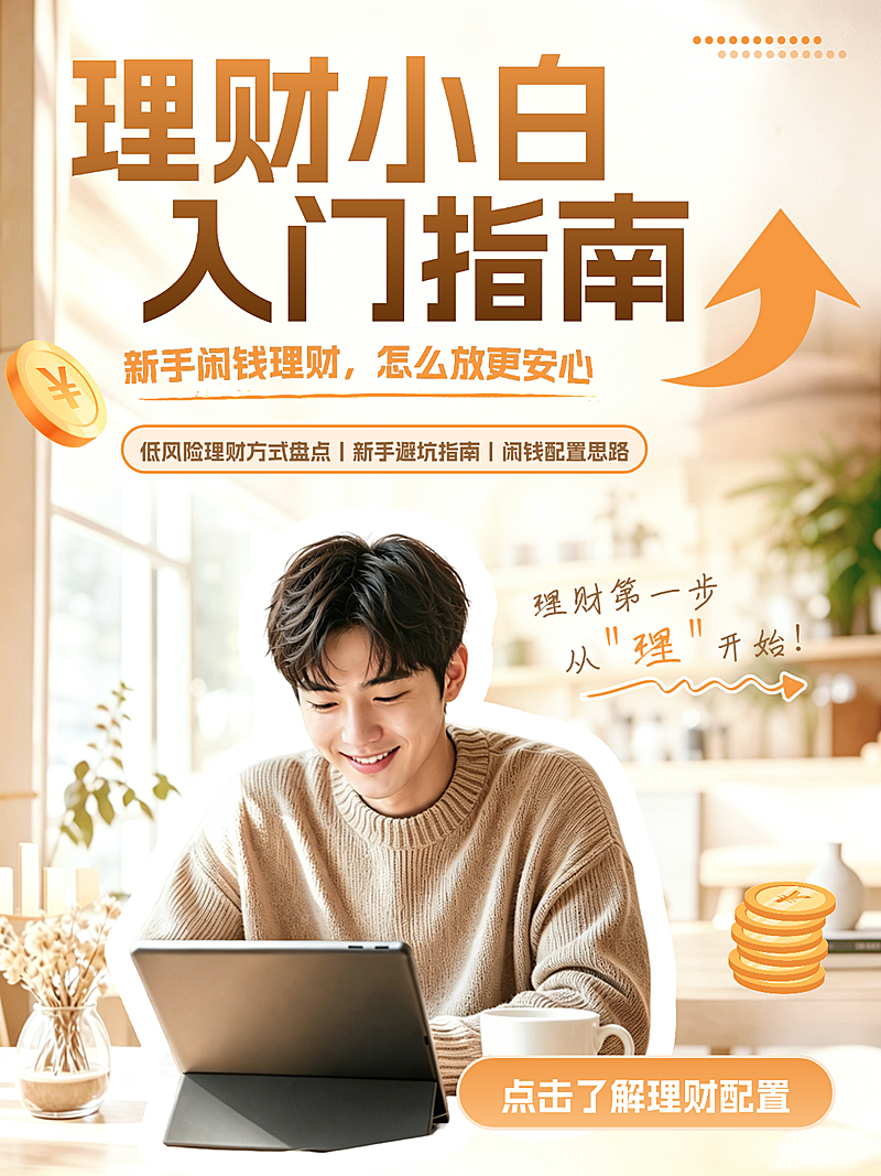 理财小白入门指南知识分享大字现代感小红书封面