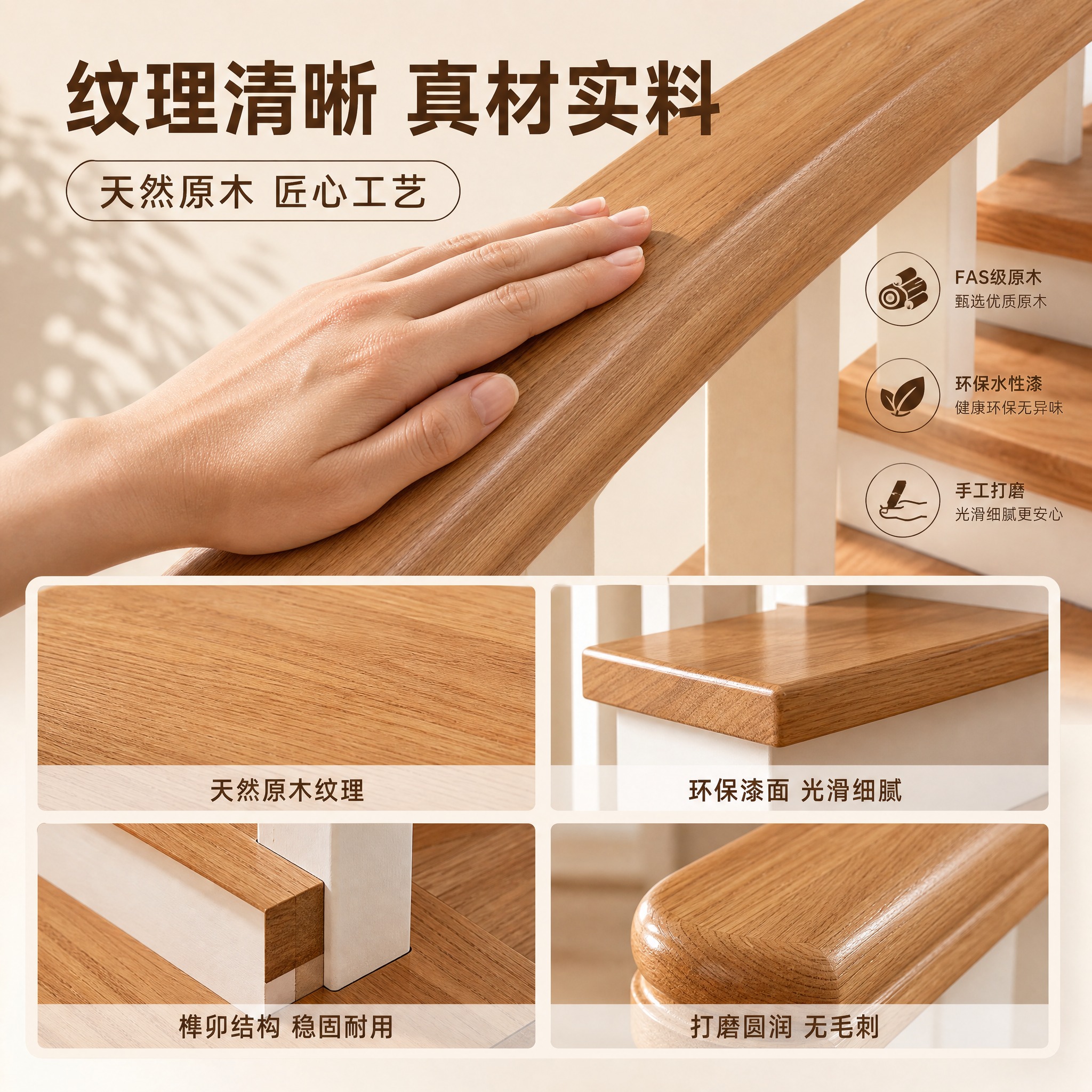 [主图-3] 材质与工艺细节主图，展示实木材质的清晰纹理与精细… - 图片创意预览