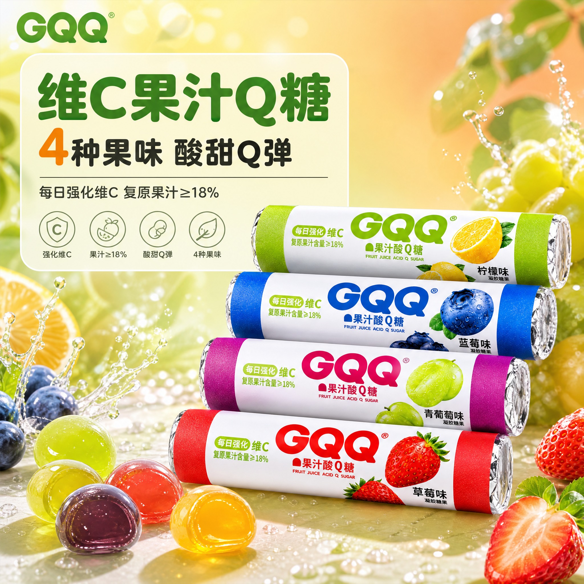 [主图-1] GQQ果汁酸Q糖 首图点击率 食欲感诱惑主题。… - 图片创意预览