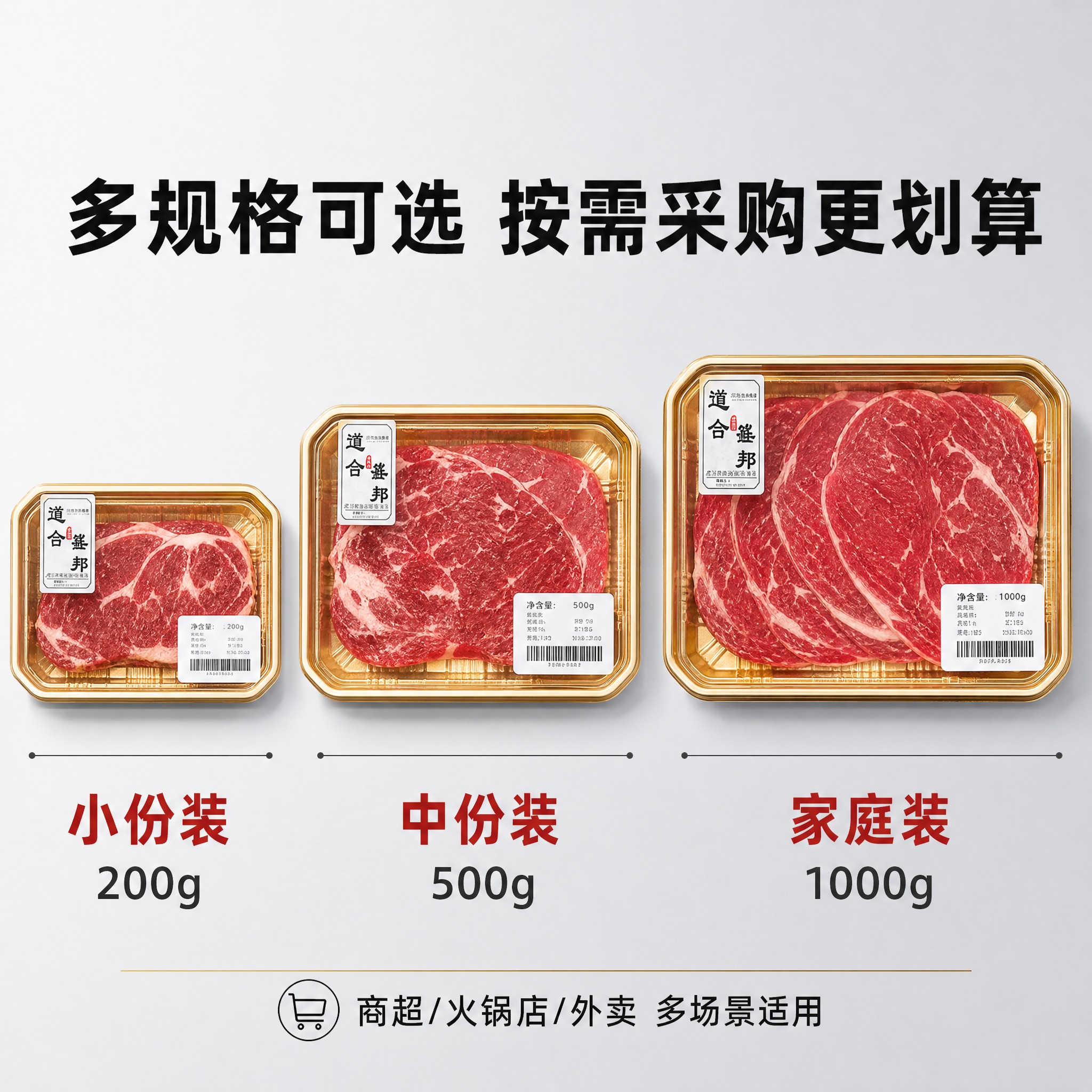 [主图-5] 牛羊肉生鲜一次性打包盒 多规格展示 规格决策转化… - 图片创意预览