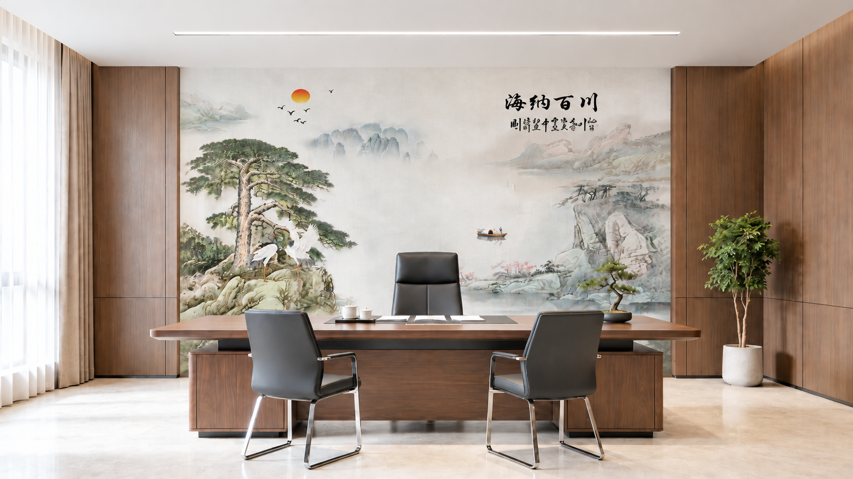 去掉背景墙左右两侧及上下边缘的洗墙灯发光效果和灯带光晕，背景墙… - 图片创意预览