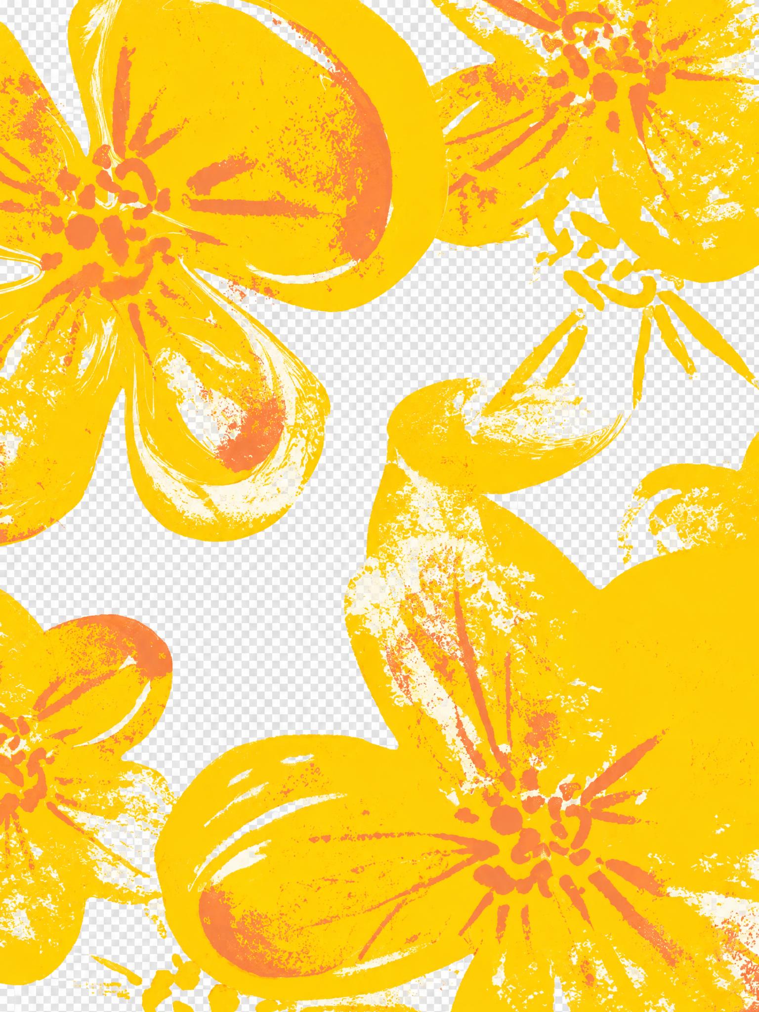 参考图中的黄色花朵插画风格，去除所有文字和背景色块，只保留花朵… - 图片创意预览