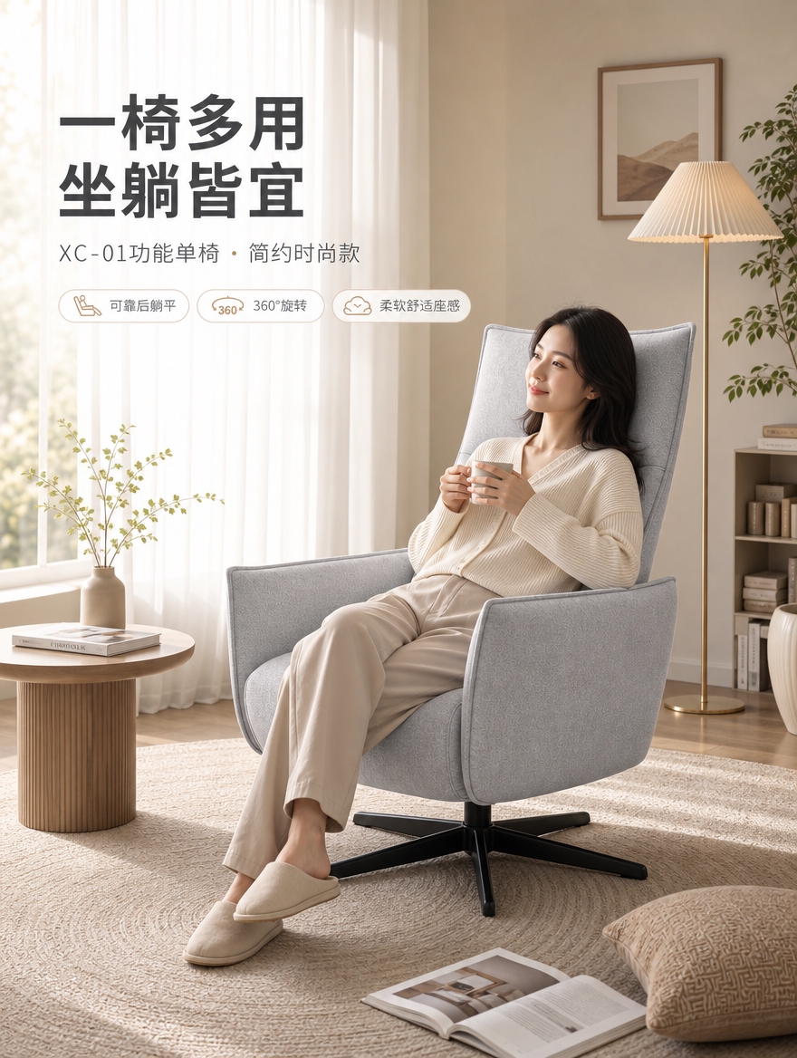 [主图-1] 空间场景与氛围首图，吸睛展示XC-01功能单椅在… - 图片创意预览