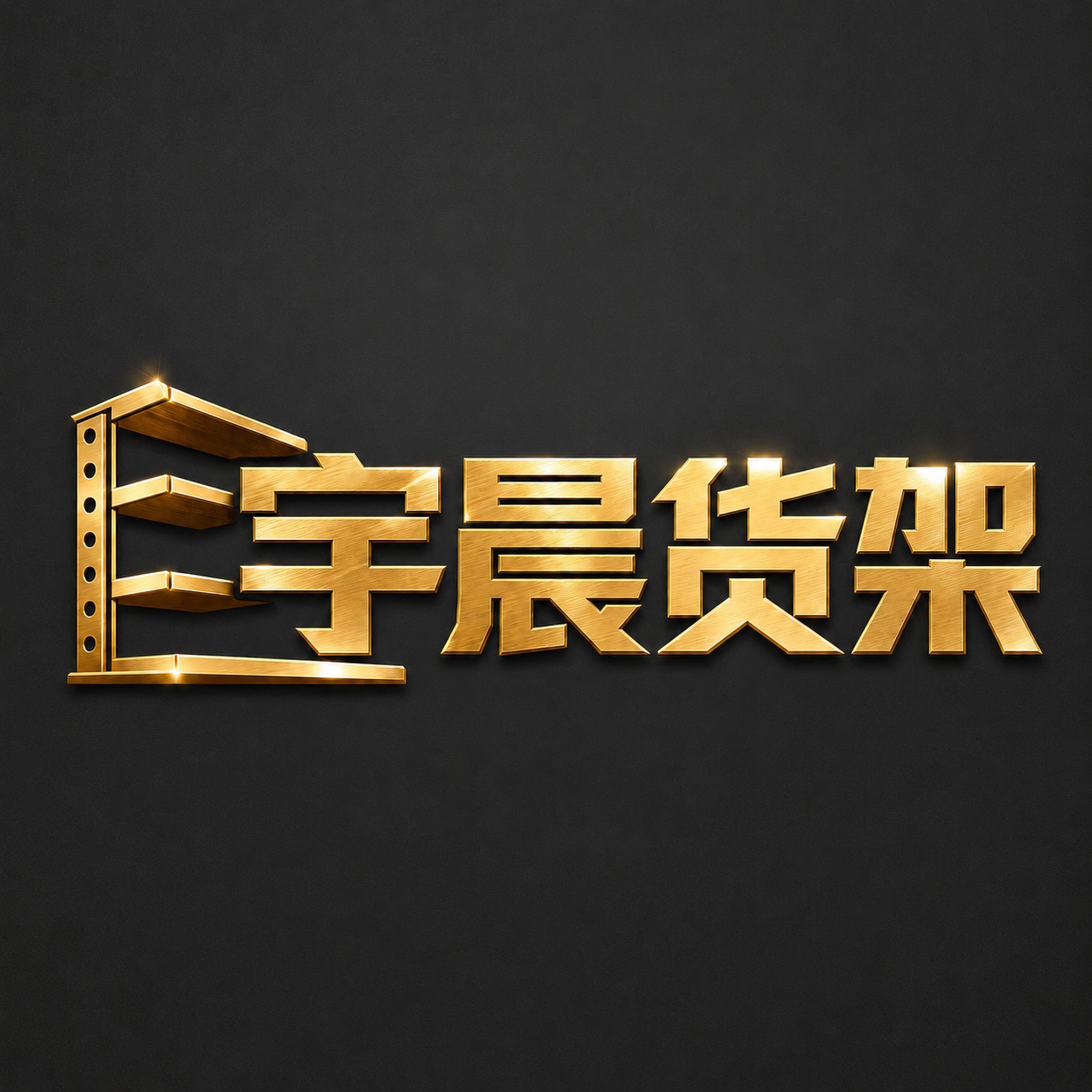 将背景改为深灰色（炭灰色），金色金属文字和货架图形保持不变，质… - 图片创意预览