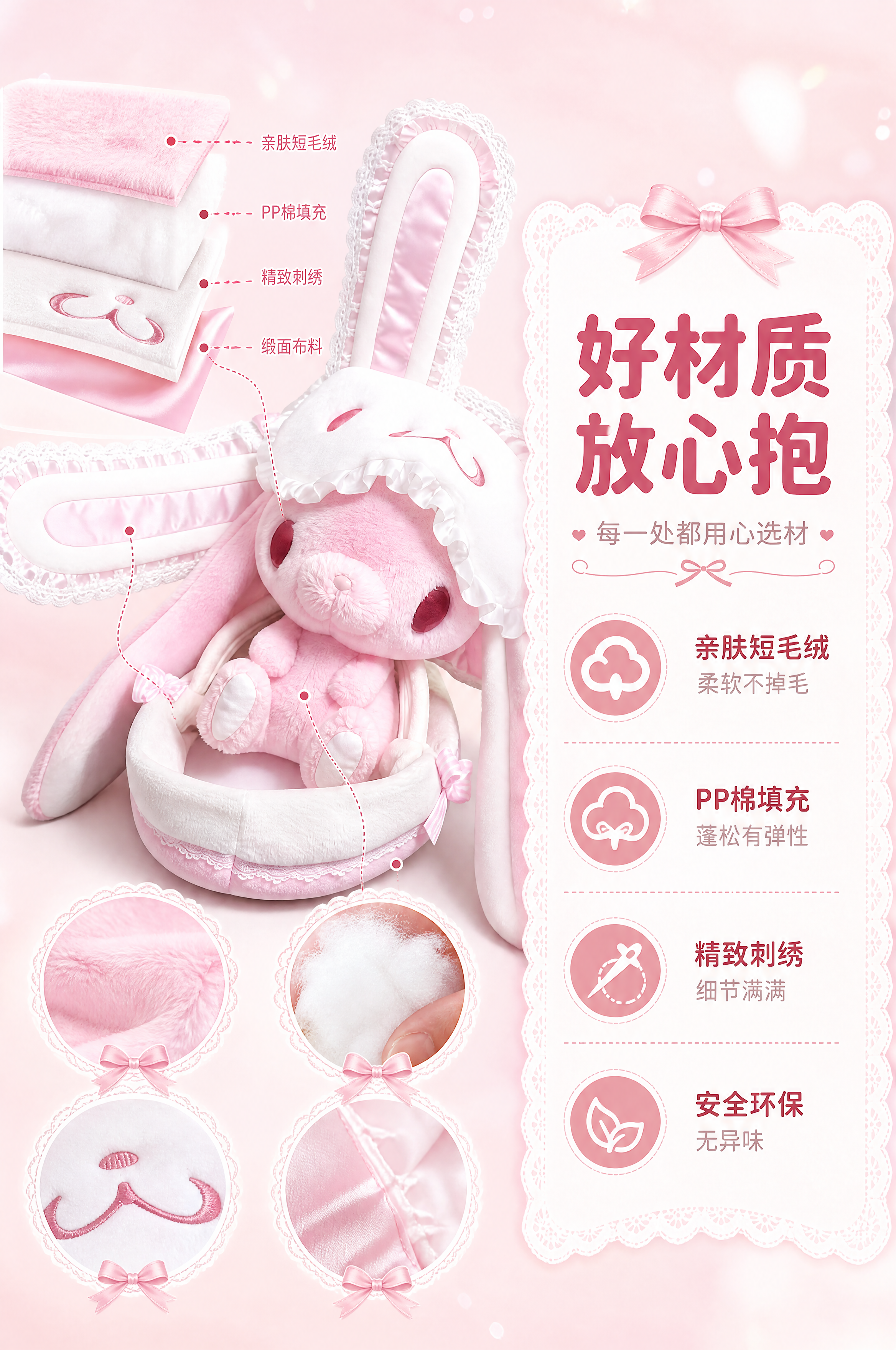 [商品] 使用【图1】JCKNBJ泛用兔粉色兔子玩偶；保留粉色… - 图片创意预览