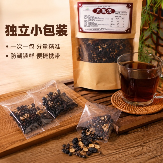 [主图-3] 独立小包装细节展示主图
[氛围风格] 便捷实用生活场景，突出包装优势
[画质] 商业摄影质感、光线柔和通透、产品清晰真实、画面干净高级
[元素] 几个独立透明小包装摆放在中式木质桌面上，预览效果